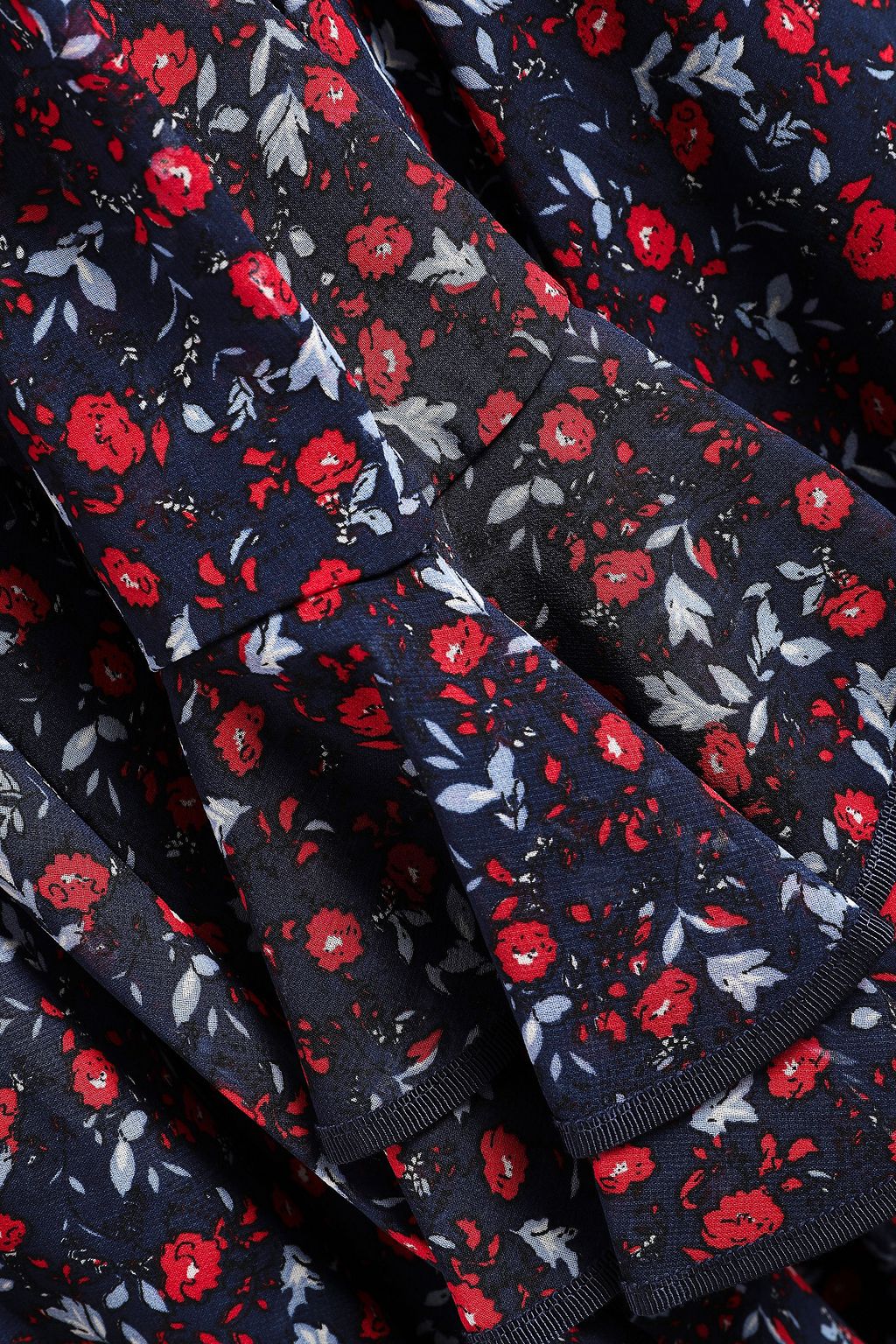 MIKAEL AGHAL Tiered floral-print crepe de chine dress