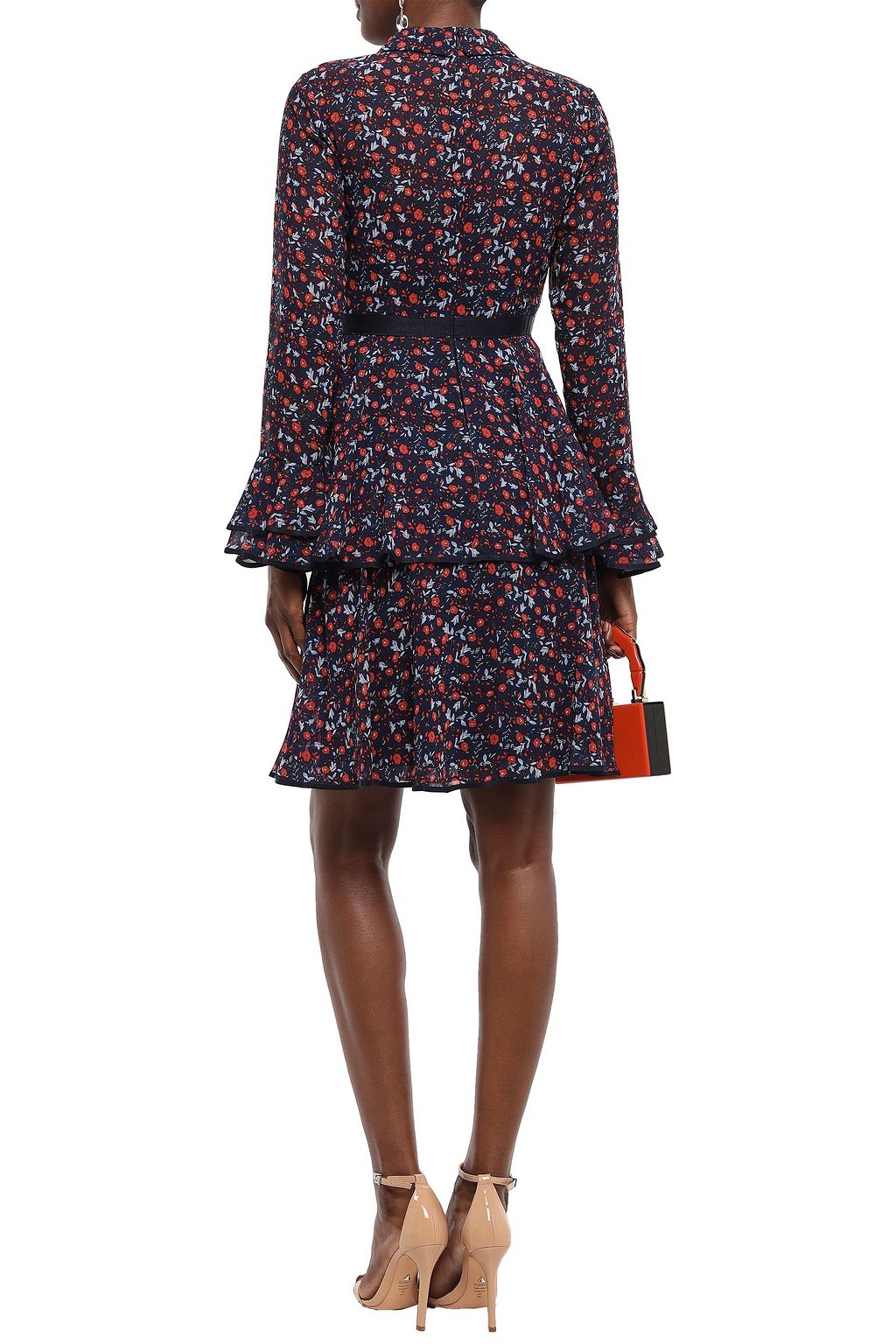 MIKAEL AGHAL Tiered floral-print crepe de chine dress