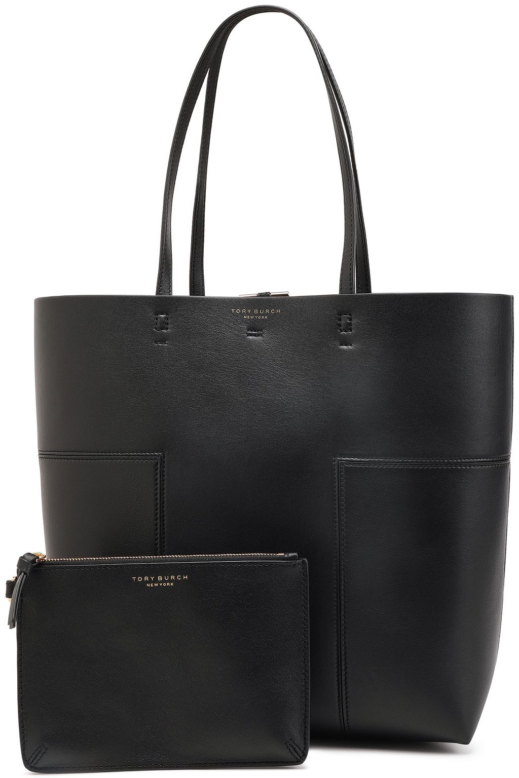 tory burch black leather tote