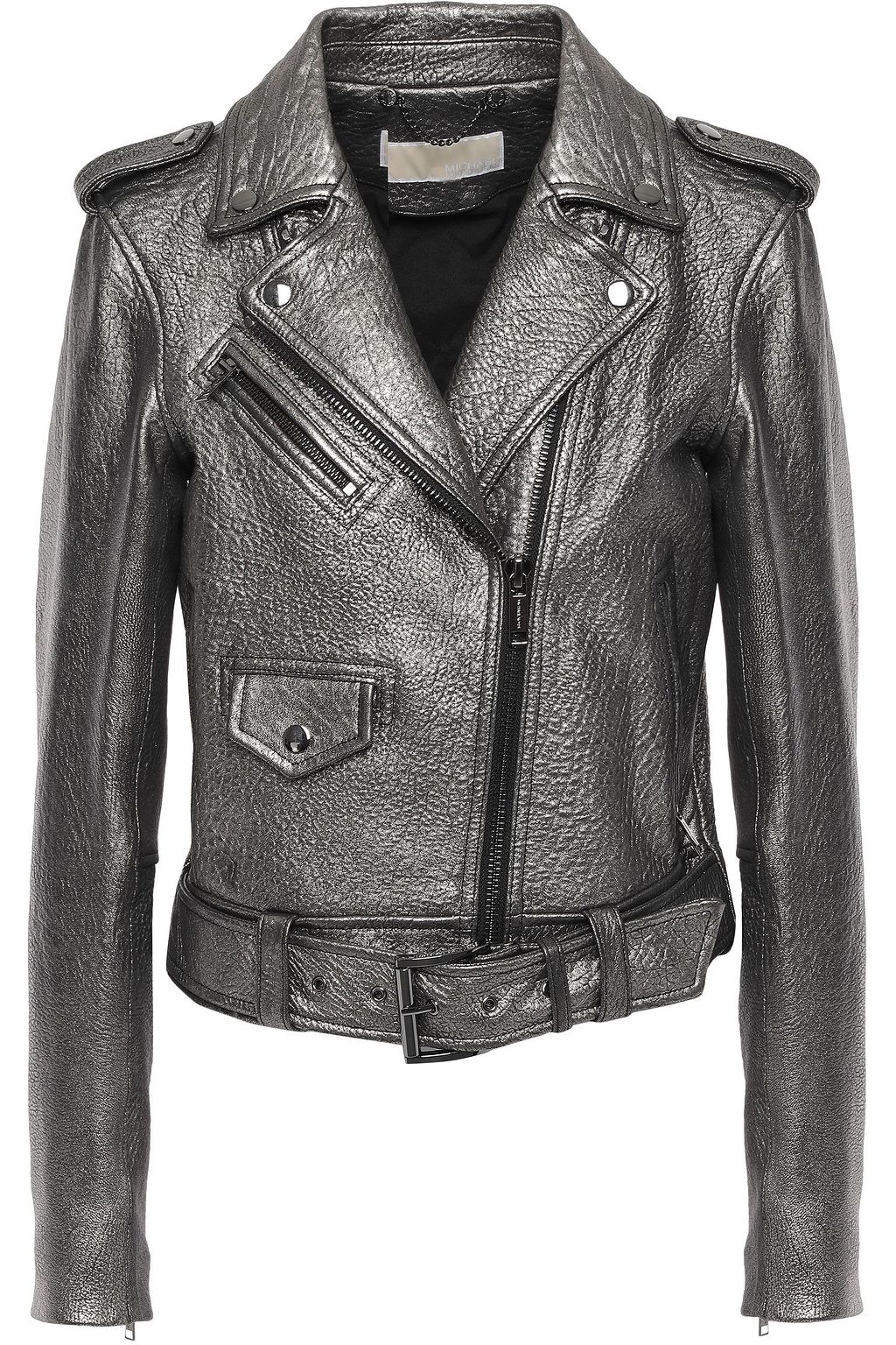 michael kors metallic leather moto jacket