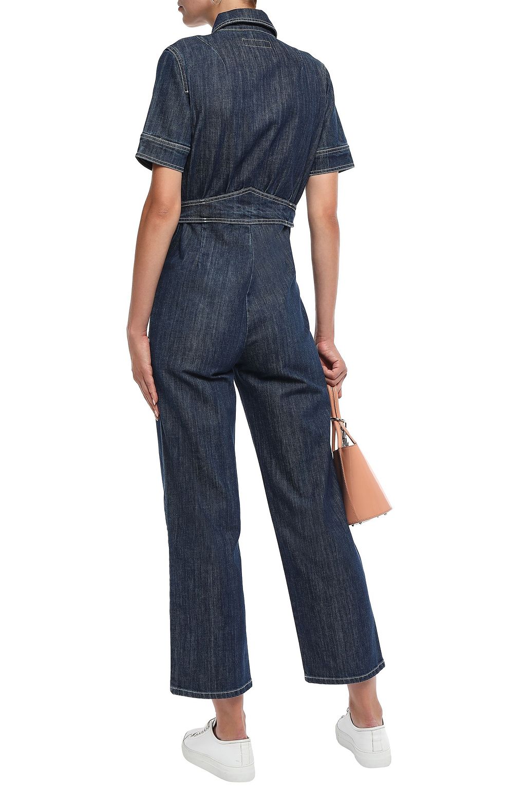 ALEXACHUNG Cropped denim jumpsuit