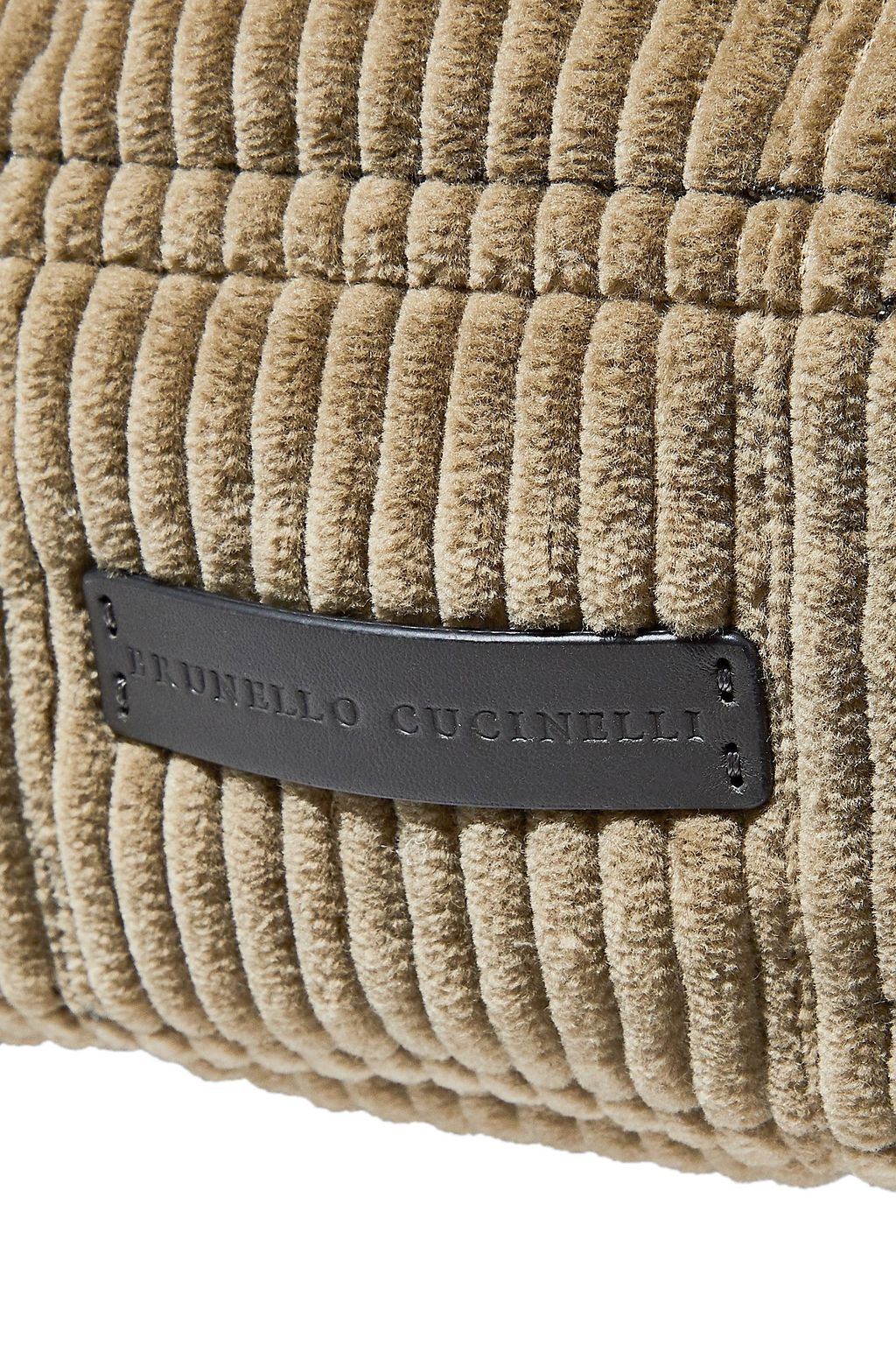 BRUNELLO CUCINELLI Bead-embellished leather-trimmed corduroy tote