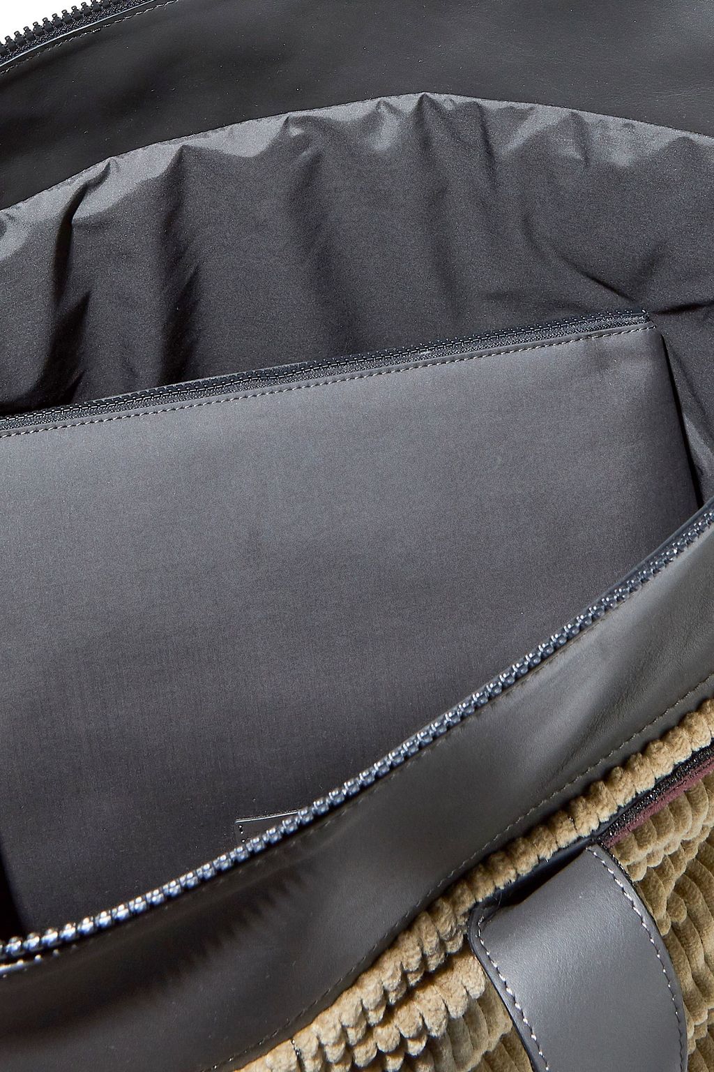 BRUNELLO CUCINELLI Bead-embellished leather-trimmed corduroy tote