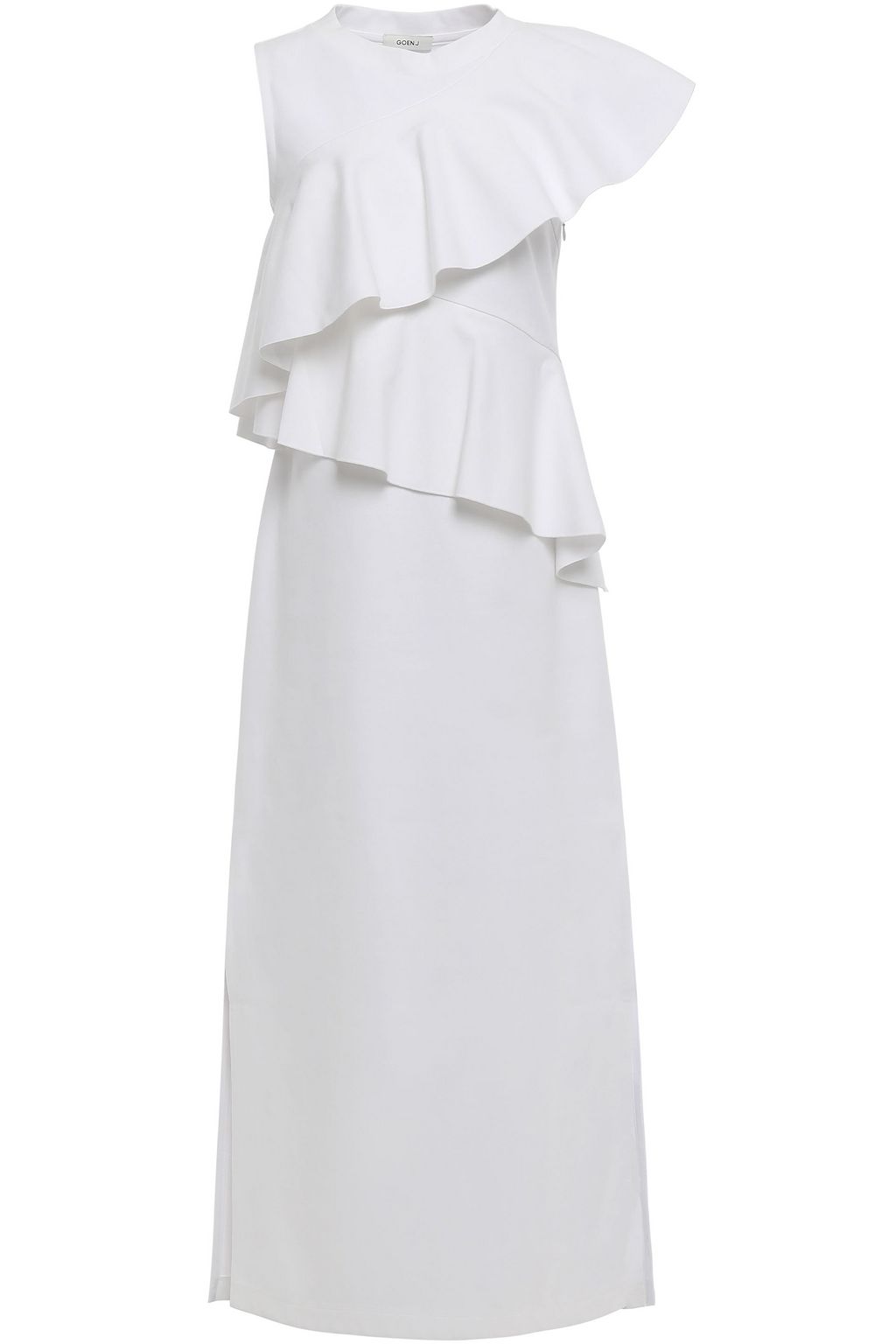 white jersey midi dress