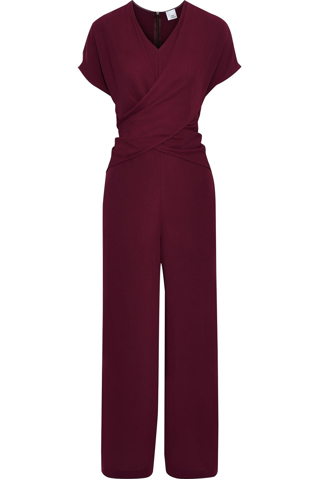 maroon crepe full leg jumpsuit