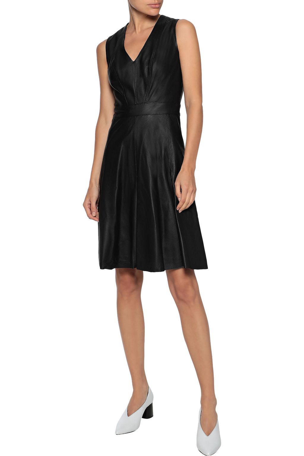 IRIS & INK Ursula flared leather dress