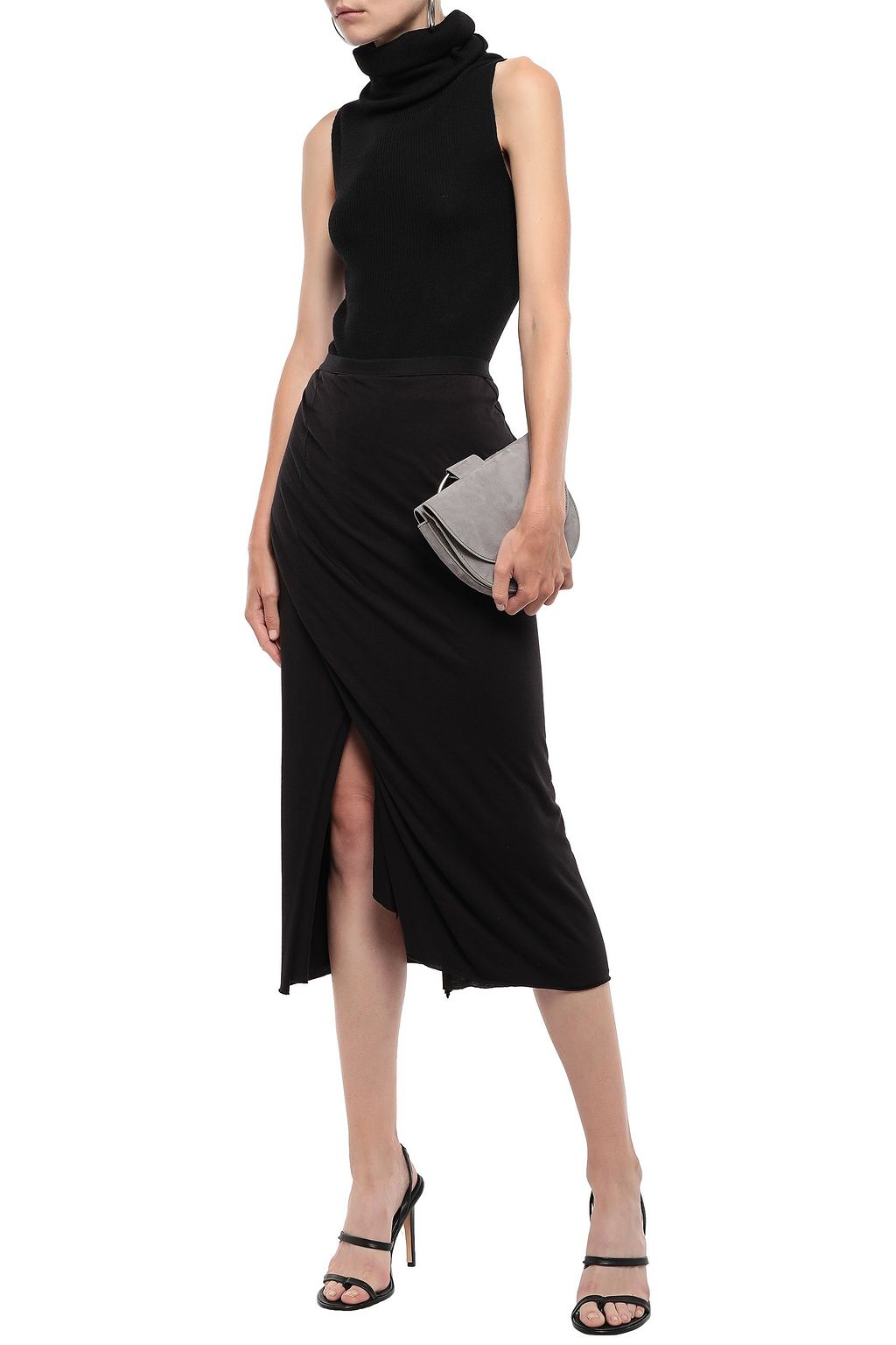 RICK OWENS LILIES Wrap-effect jersey midi skirt