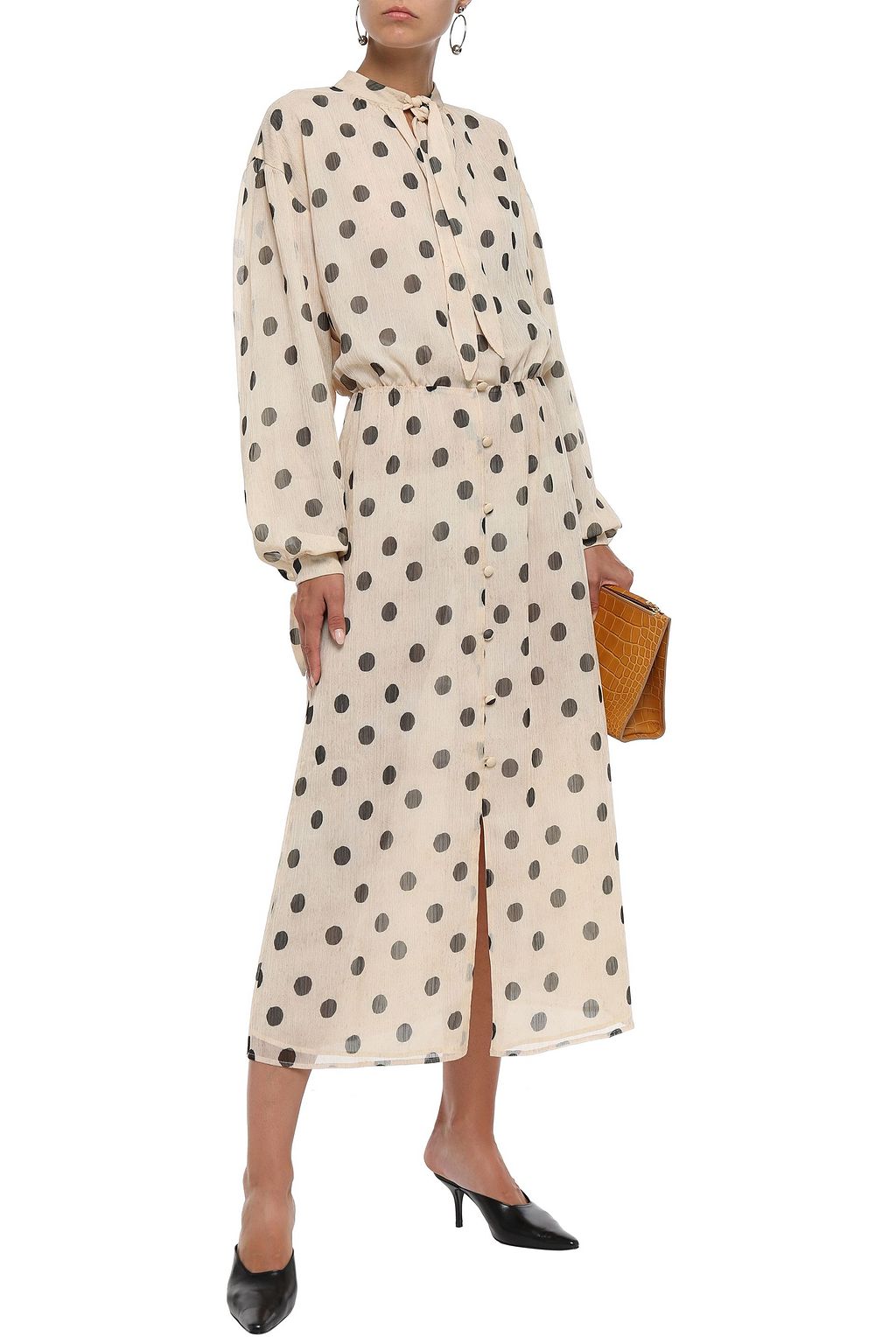 NANUSHKA Zahara tie-neck crinkled-georgette midi dress