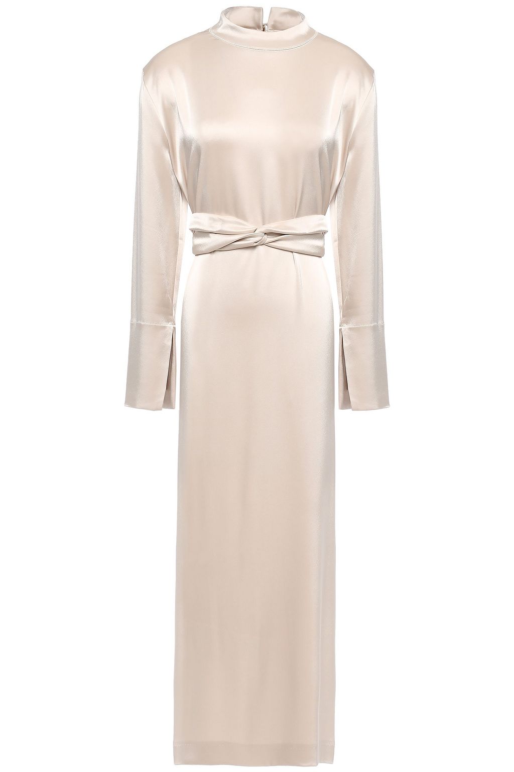 cream satin midi dress