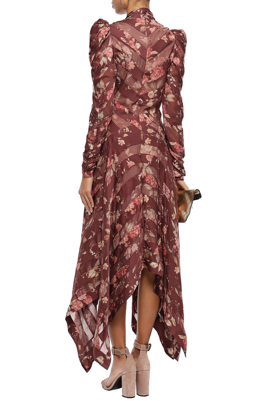 ZIMMERMANN Floral-print silk-blend georgette and twill midi dress