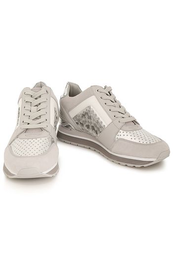 michael michael kors billie metallic leather and satin sneaker