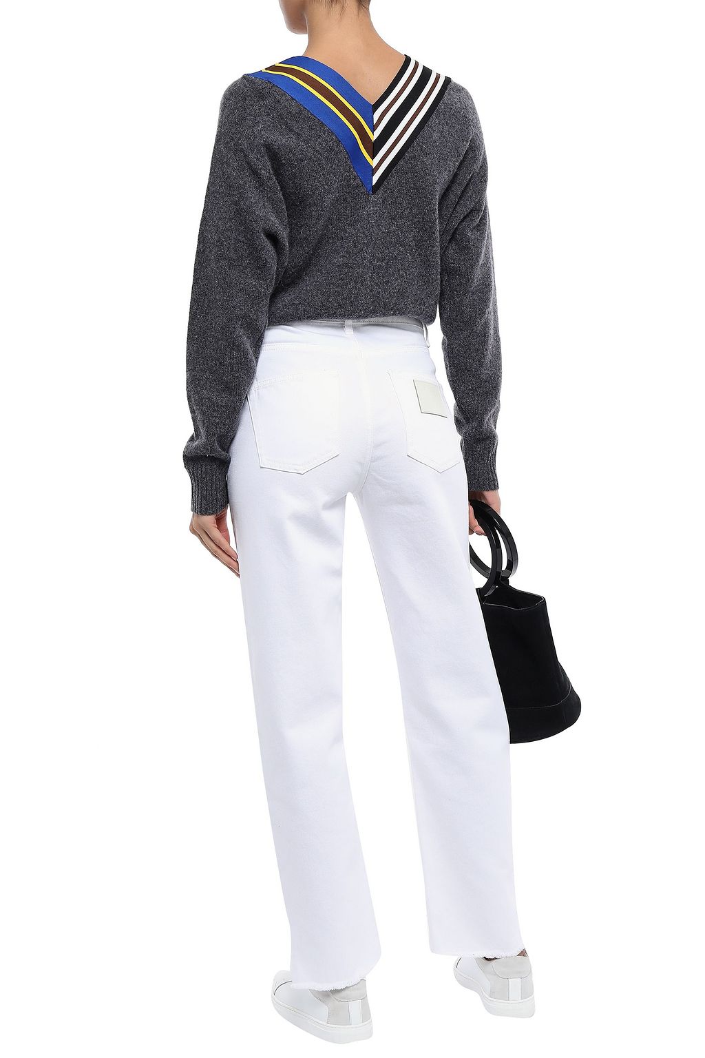 SANDRO Theatre frayed high-rise straight-leg jeans
