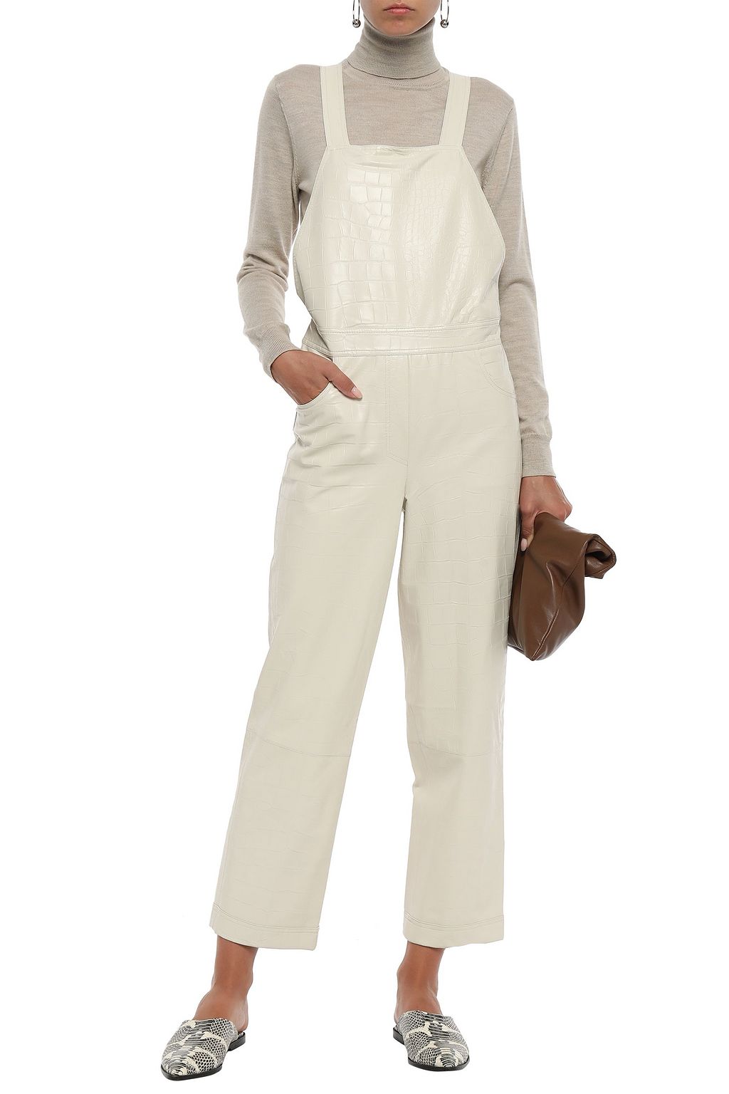 NANUSHKA Frank croc-effect vegan leather jumpsuit