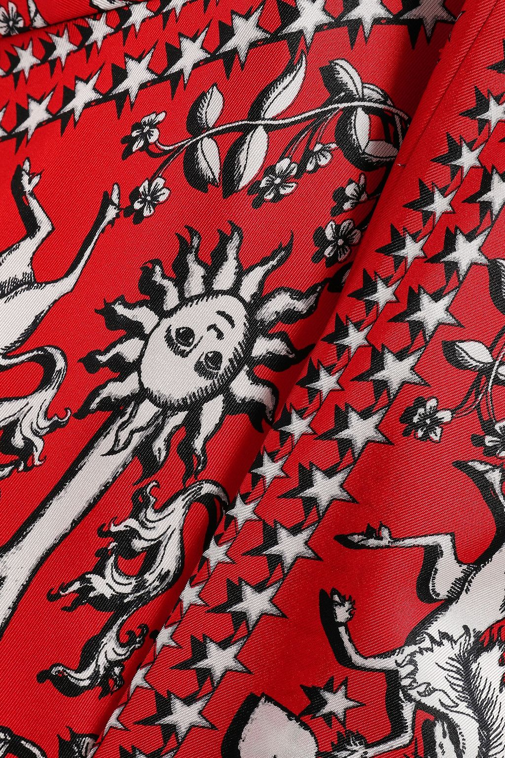 SANDRO Printed silk-twill midi dress