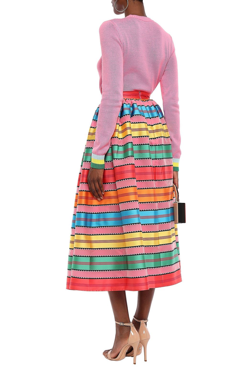 MARY KATRANTZOU Pleated jacquard midi skirt