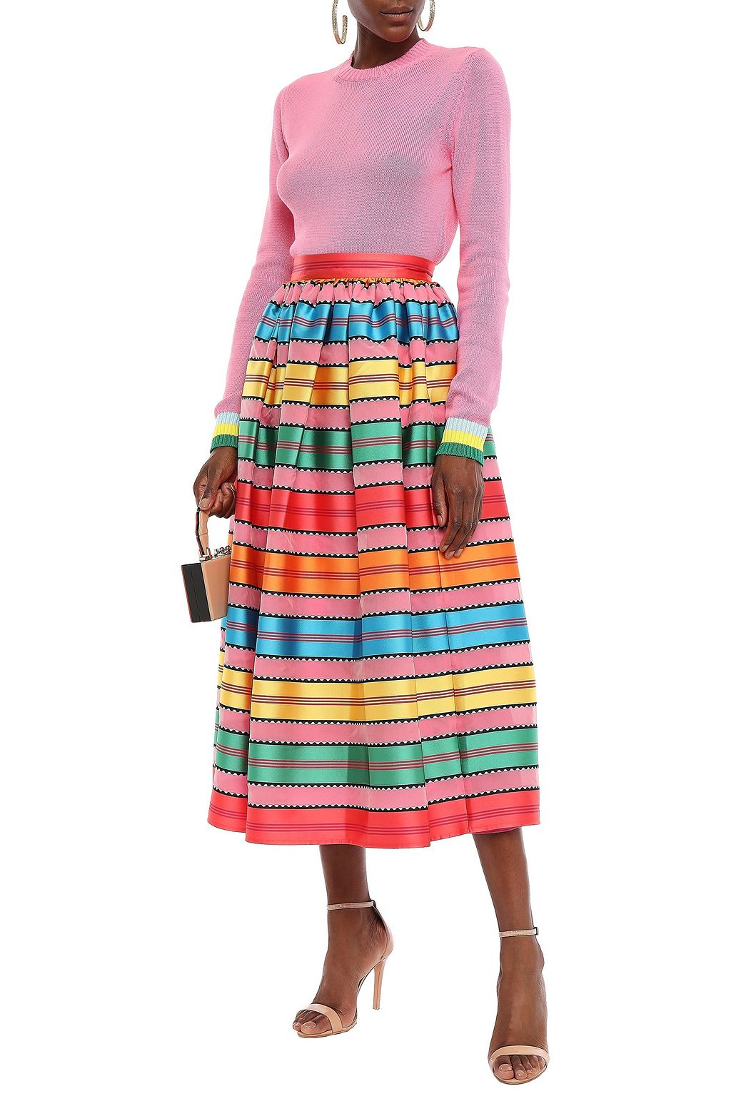 MARY KATRANTZOU Pleated jacquard midi skirt