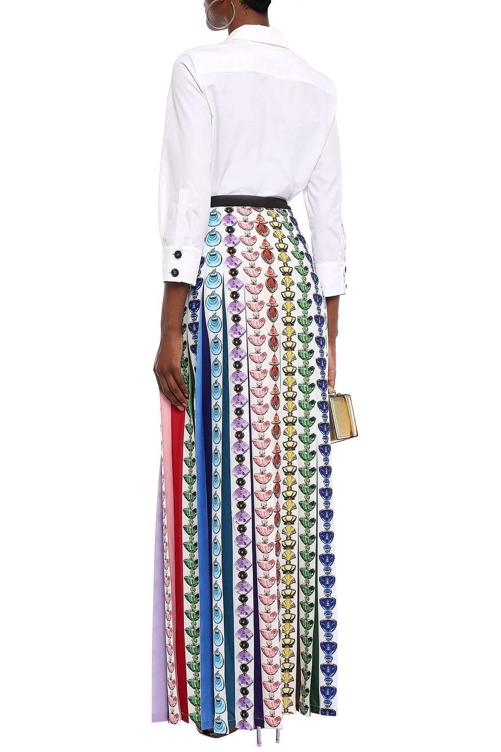 MARY KATRANTZOU Pleated crepe de chine maxi skirt
