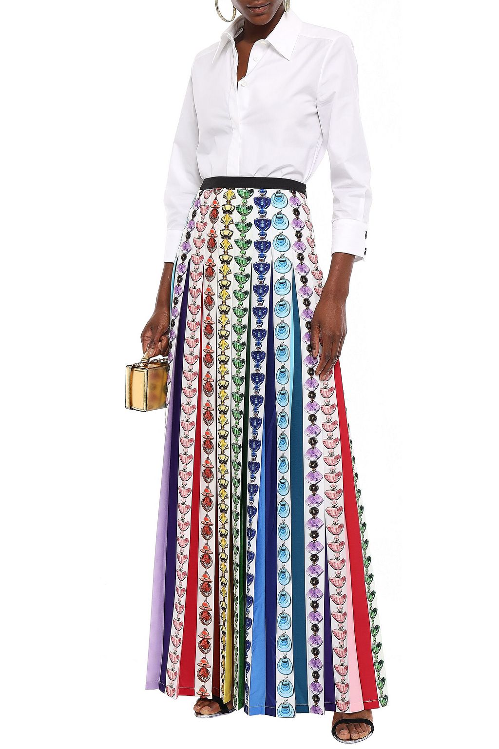 MARY KATRANTZOU Pleated crepe de chine maxi skirt