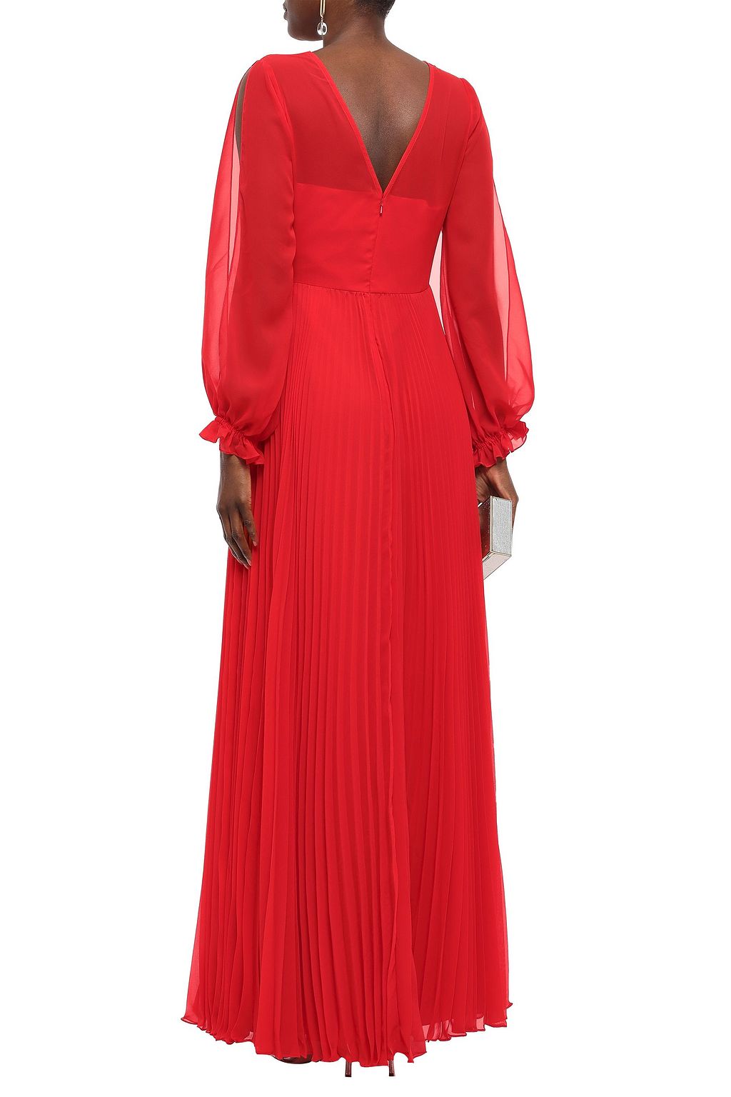 MIKAEL AGHAL Cutout pleated chiffon gown