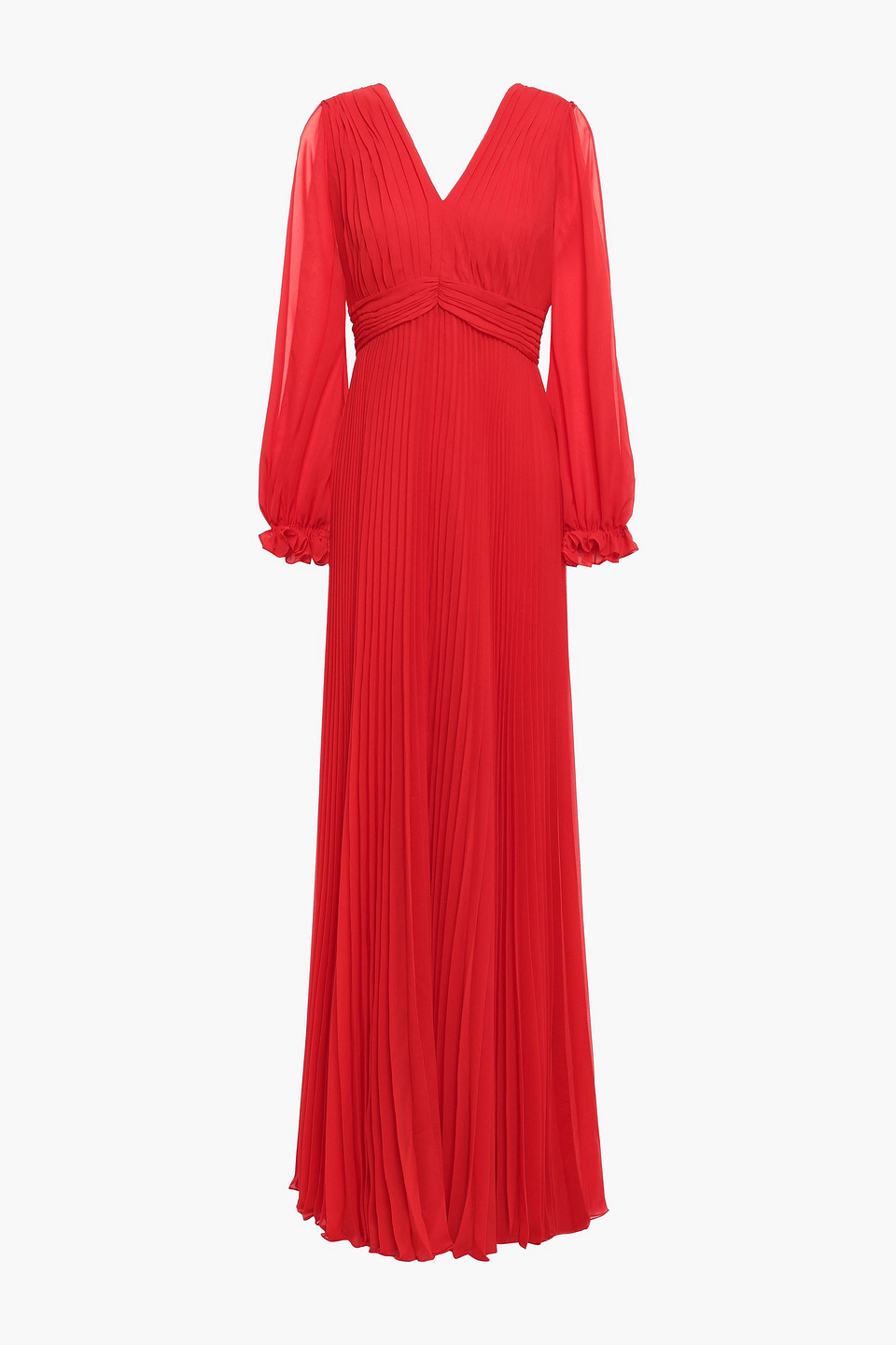 Mikael Aghal Cutout pleated chiffon gown
