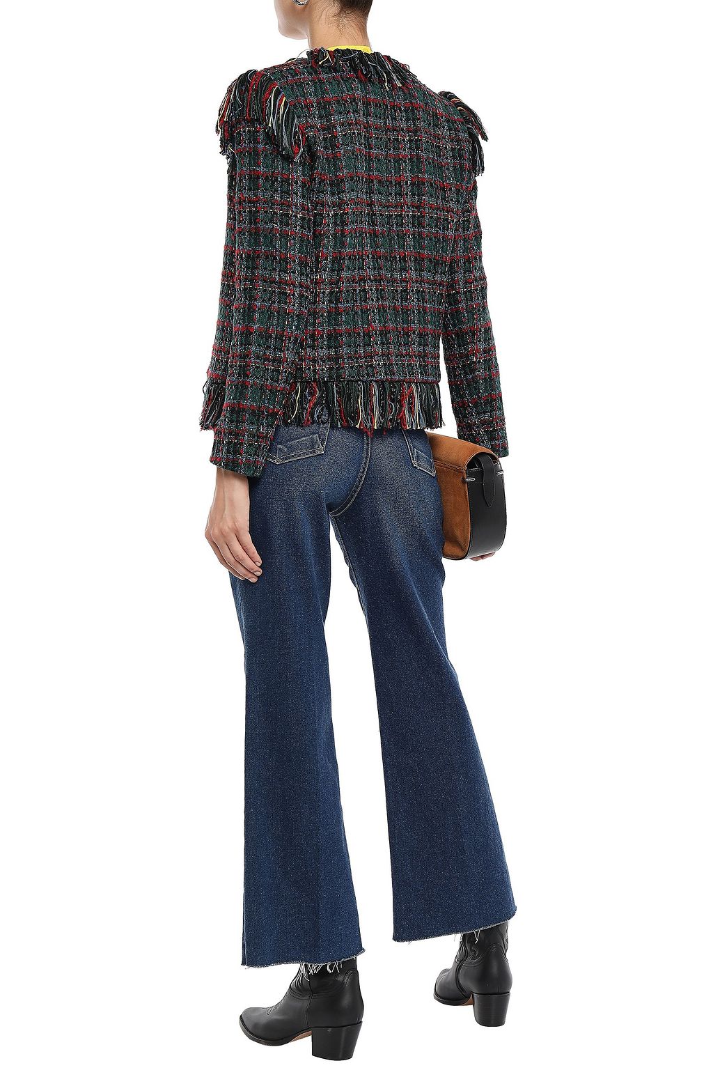 SANDRO Fringe-trimmed tweed jacket