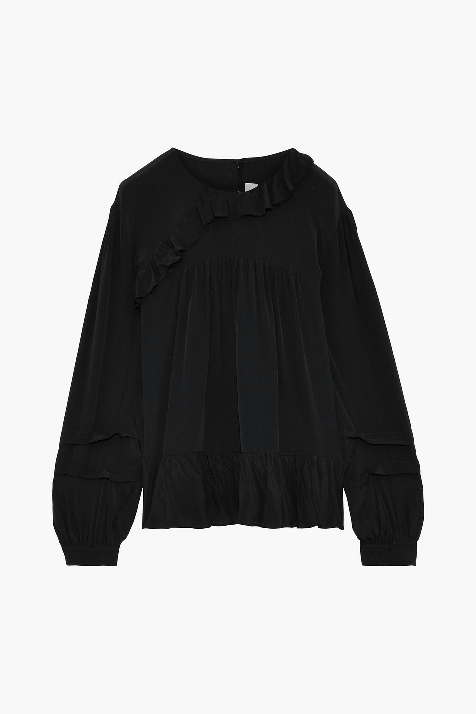 Amaze ruffle-trimmed crepe de chine blouse