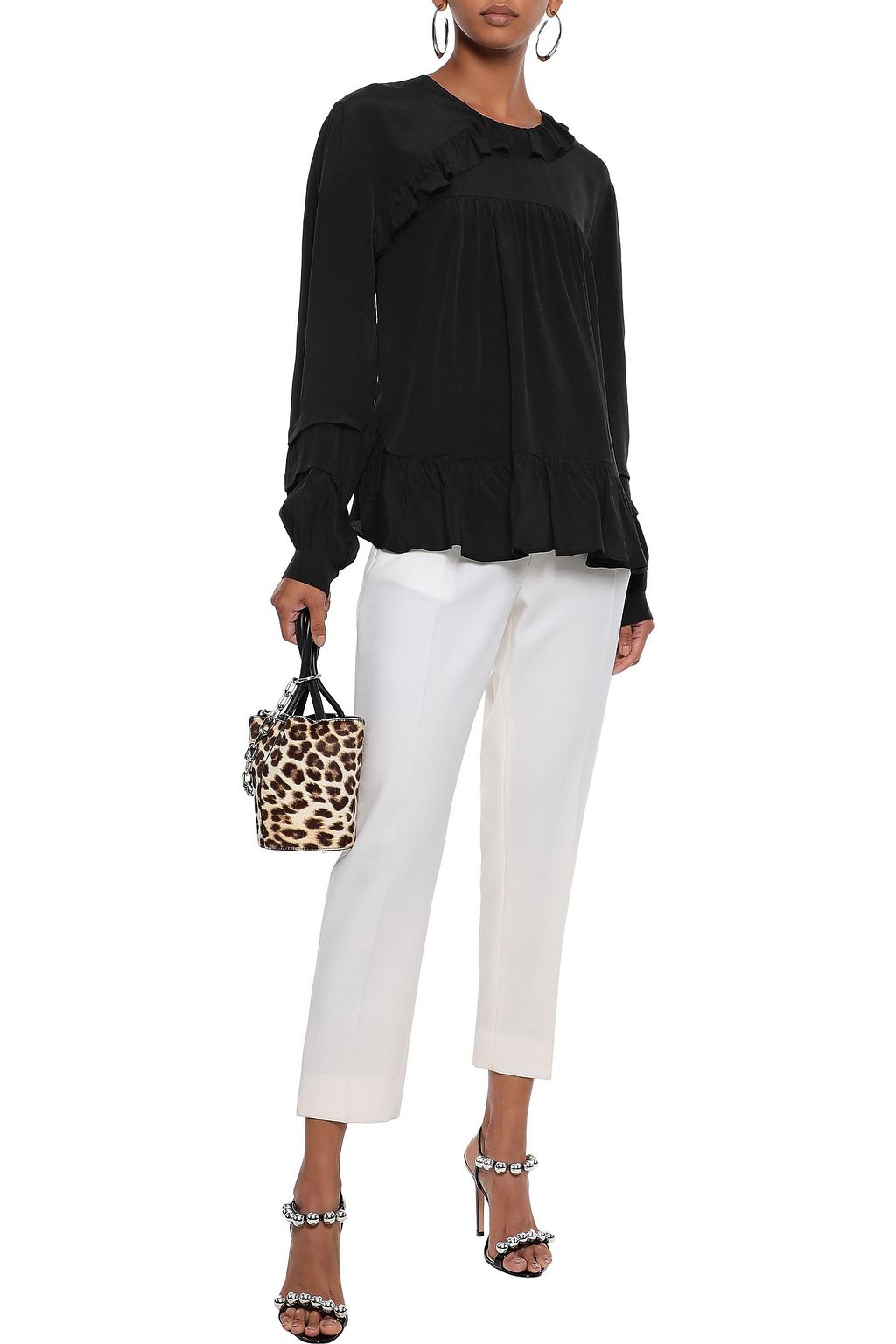 IRO Amaze ruffle-trimmed crepe de chine blouse