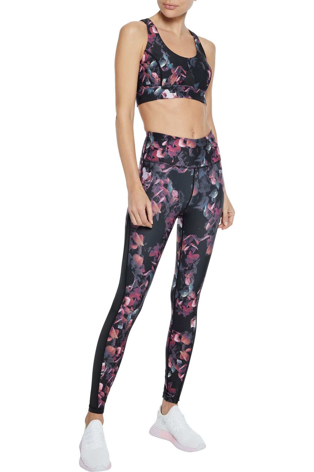 IRIS & INK Paneled floral-print stretch leggings
