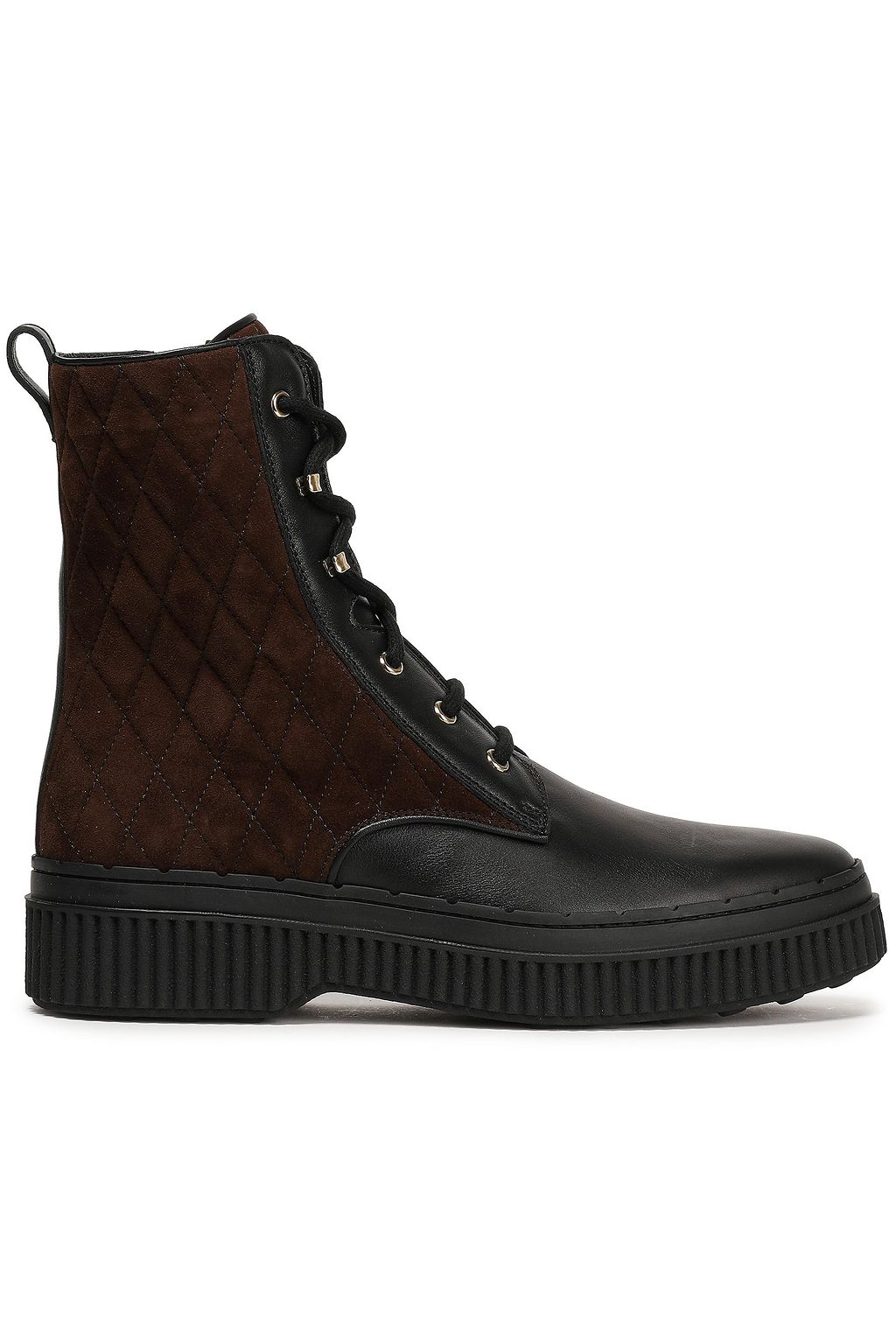 quilted leather ankle boot with belt