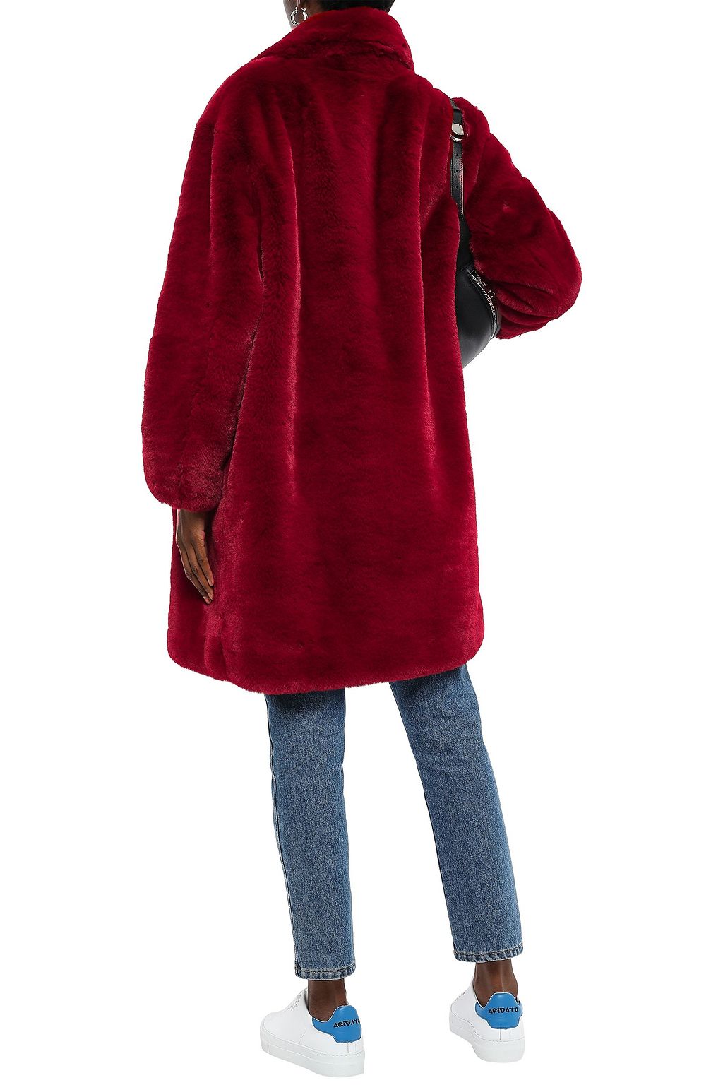 sandro red fur coat
