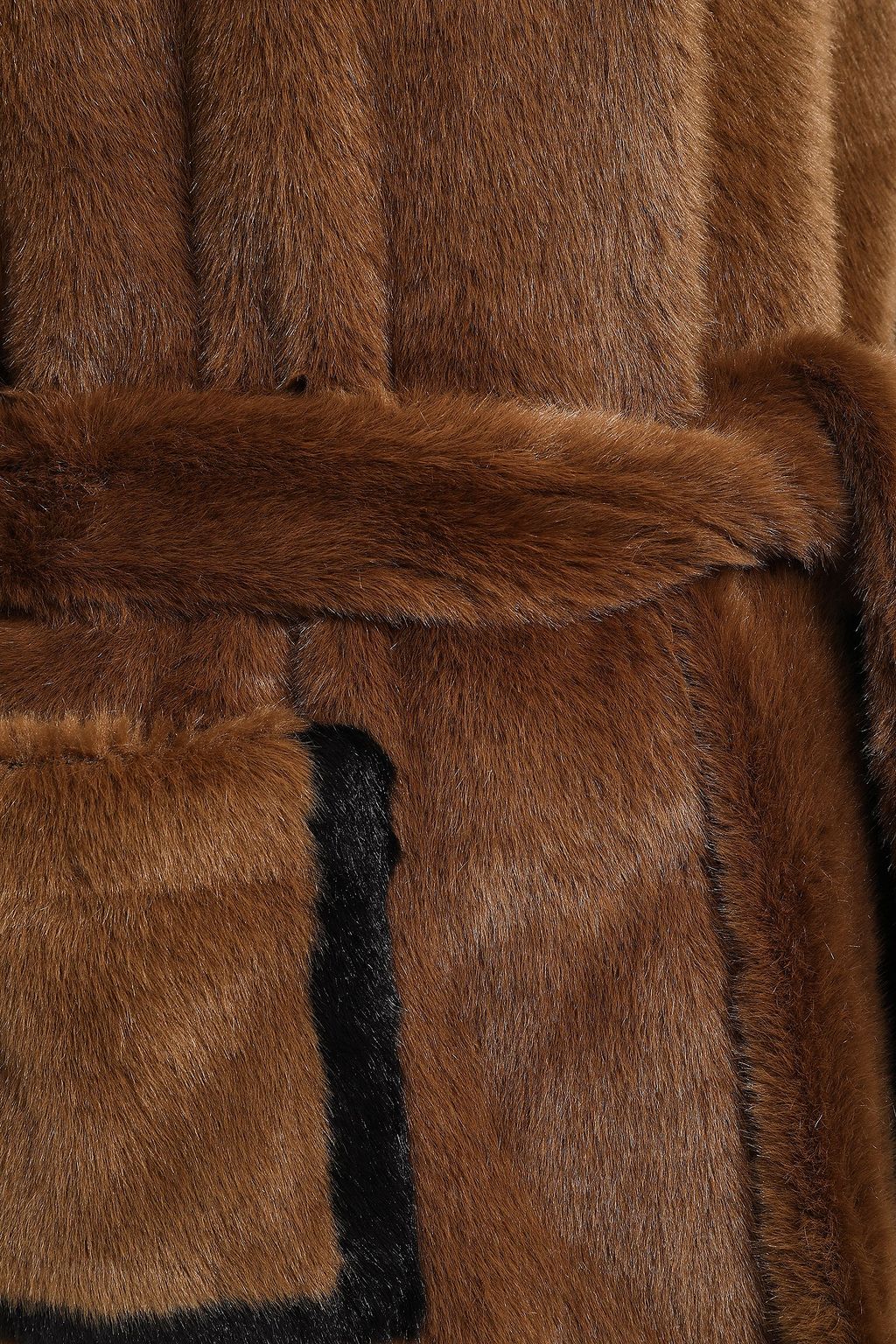 SANDRO Belted faux fur coat