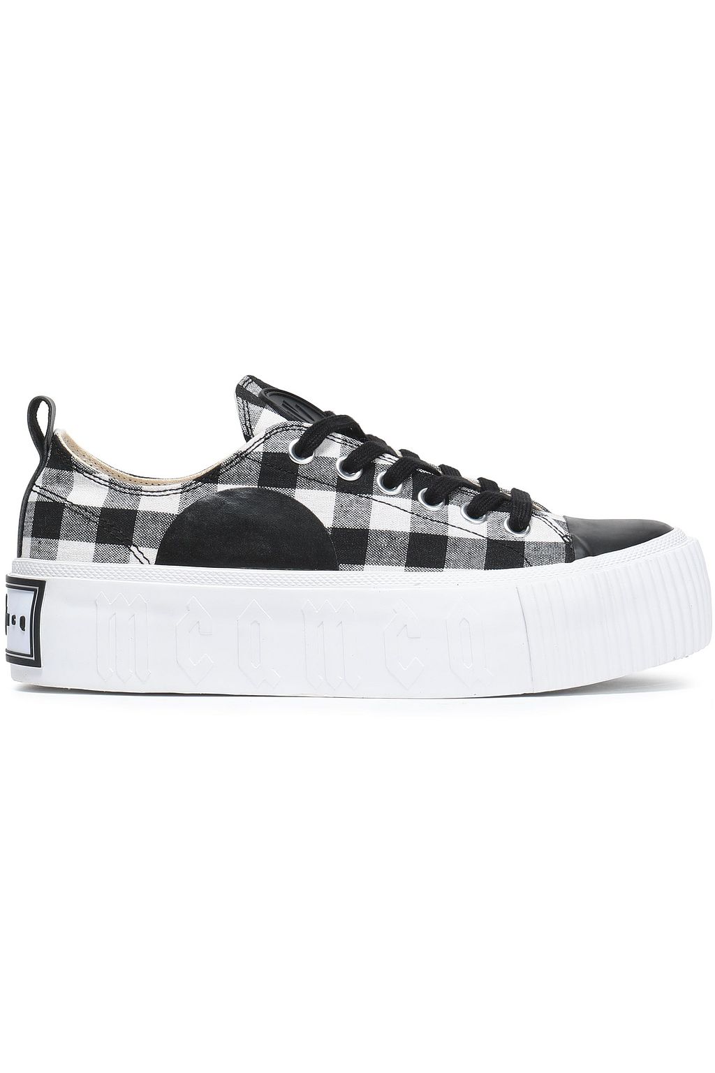 gingham canvas slip on sneakers