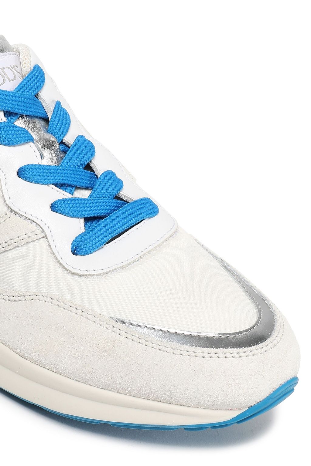 TOD'S Mirrored-leather, suede and stretch-knit sneakers