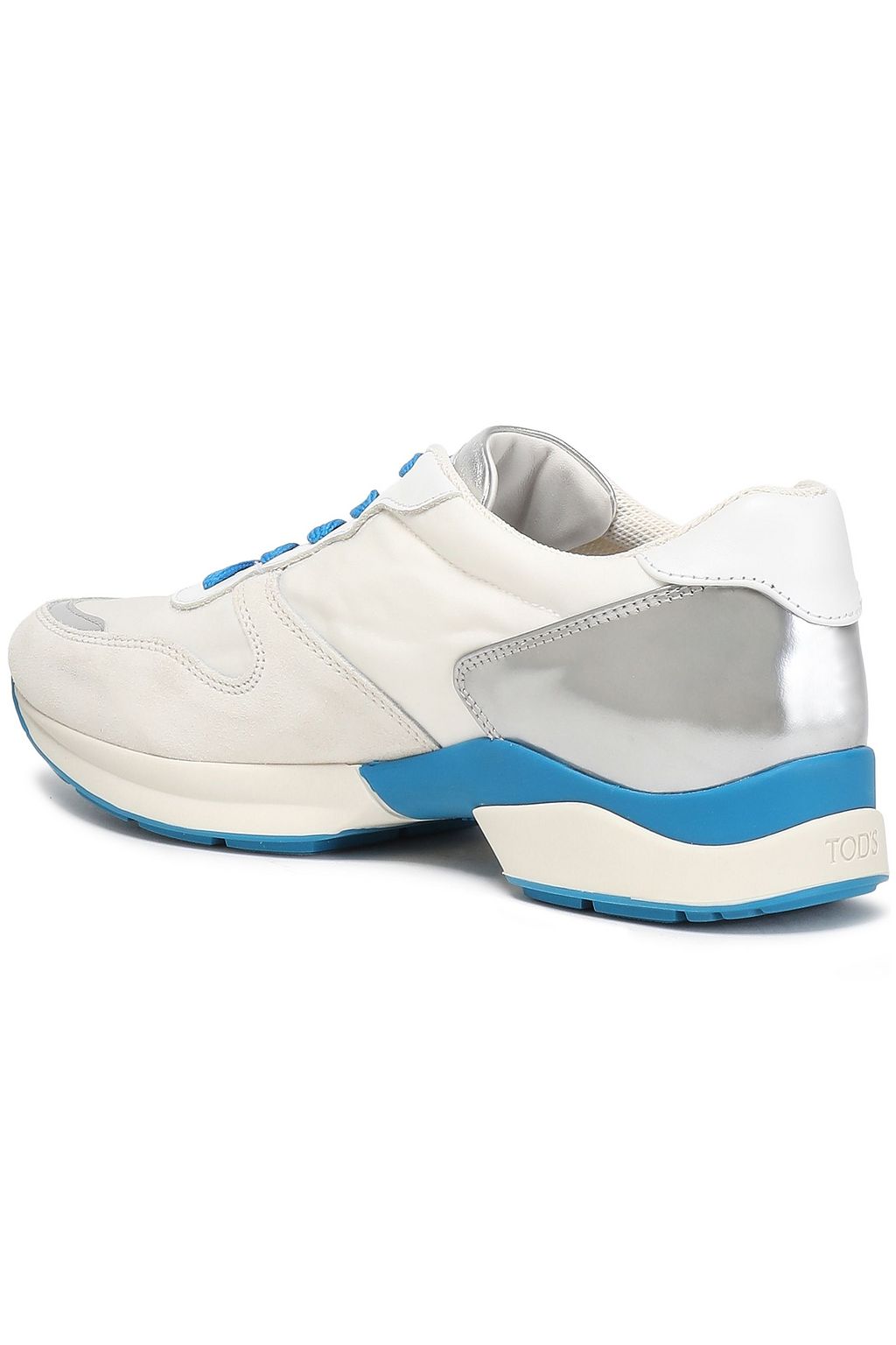 TOD'S Mirrored-leather, suede and stretch-knit sneakers