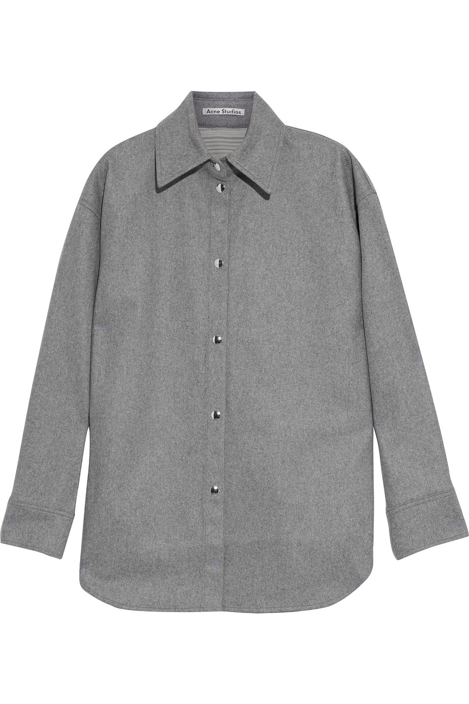 acne studios - sarwin oversized wool-blend flannel shirt - gray - de 36