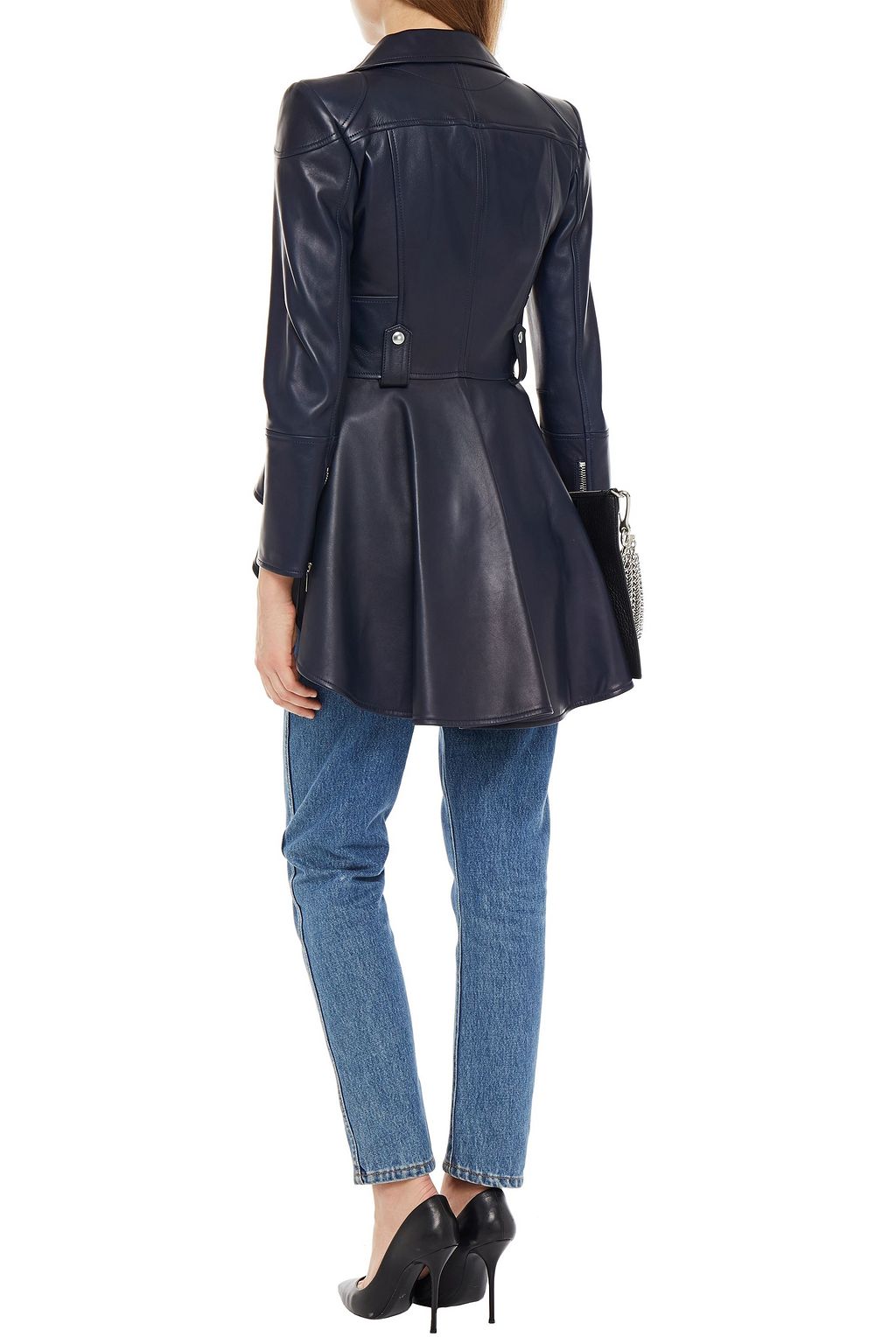 MCQUEEN Pleated leather biker jacket
