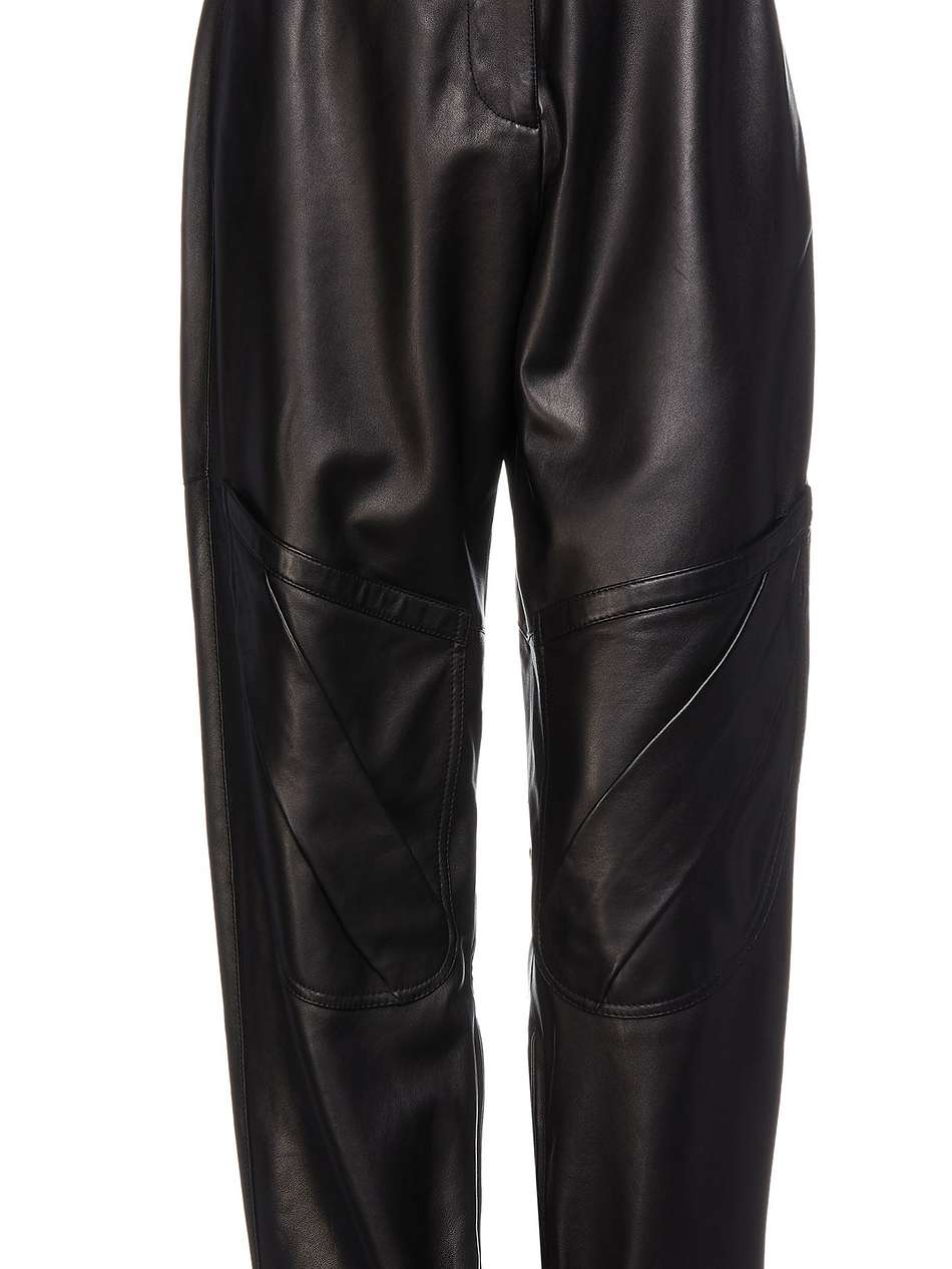 pleated leather tapered pants