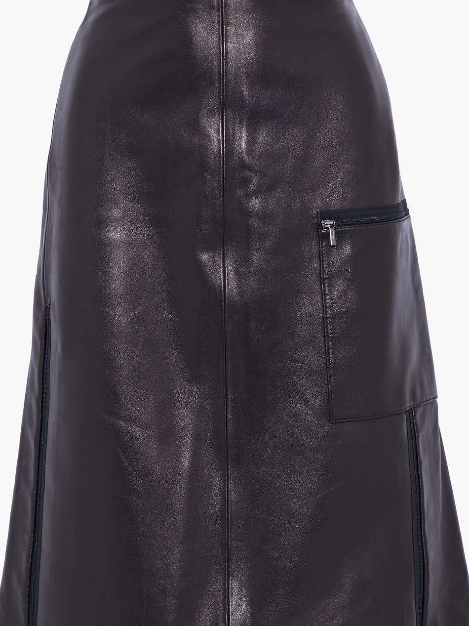 zip-detailed metallic leather skirt