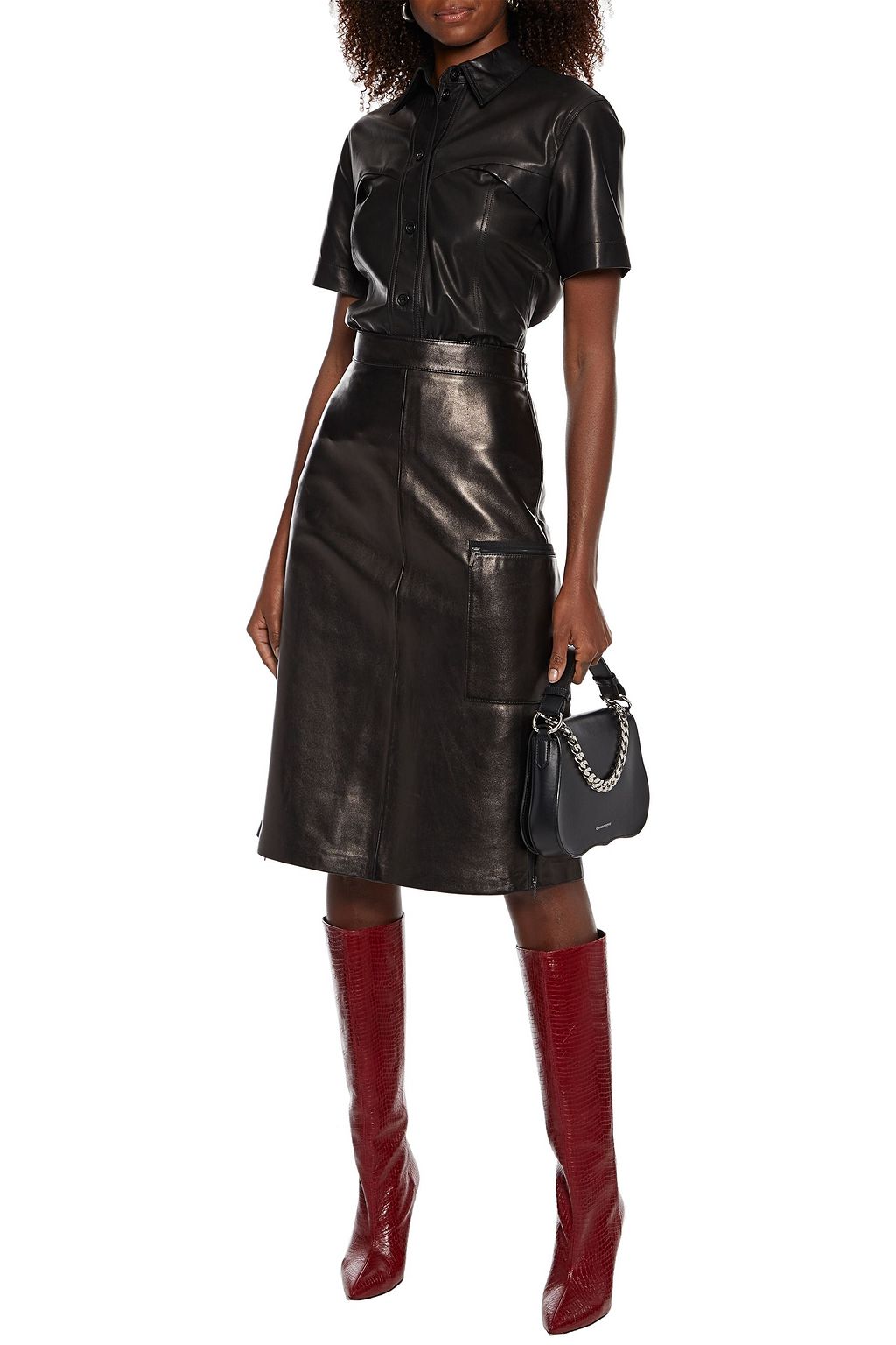 ACNE STUDIOS Zip-detailed metallic leather skirt