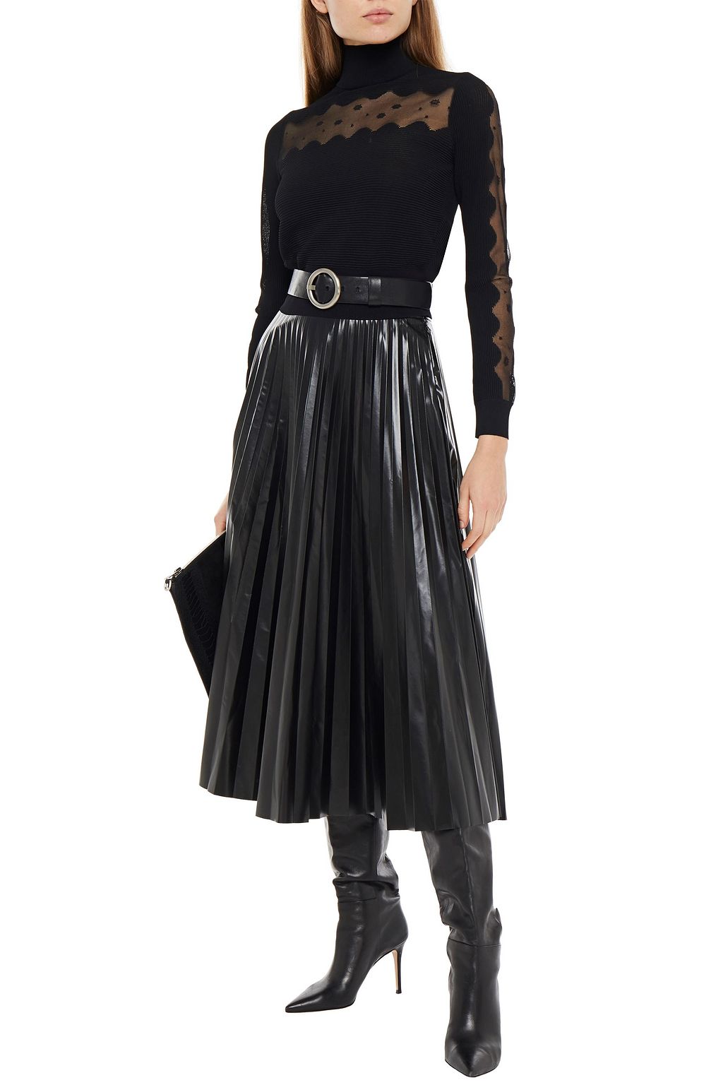 MCQUEEN Ribbed intarsia-knit turtleneck sweater