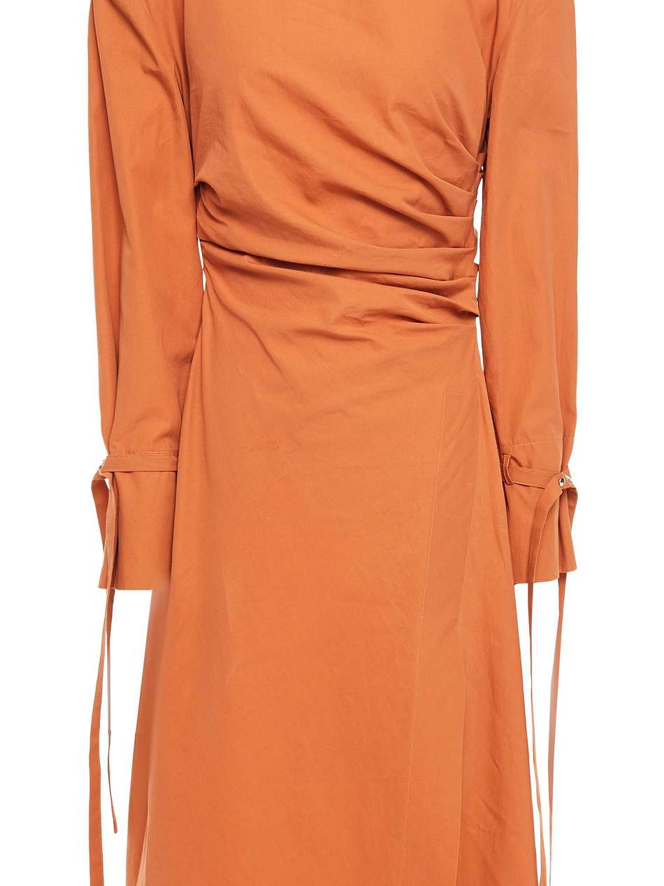 gathered cotton midi dress
