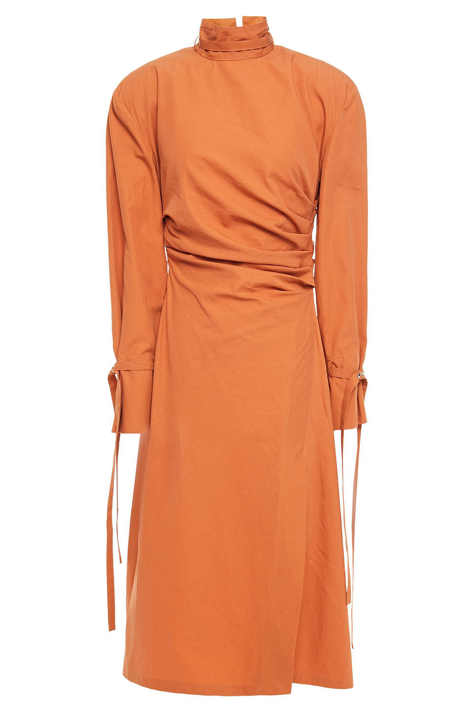 Gathered cotton midi dress