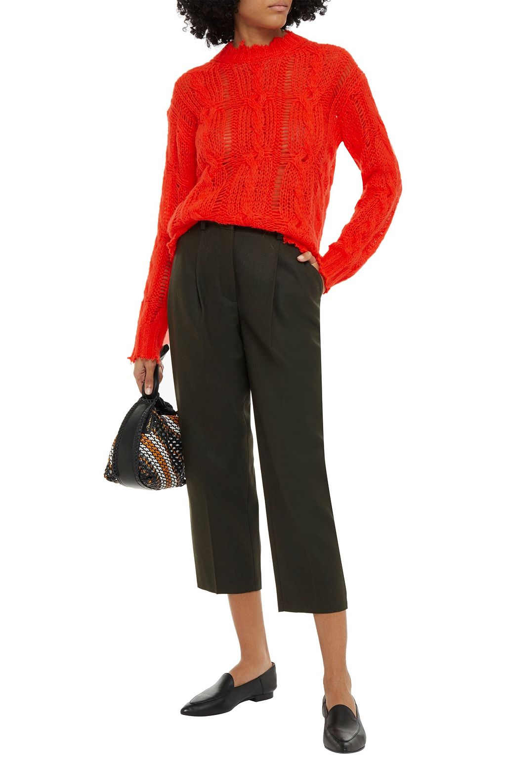ACNE STUDIOS Distressed cable-knit sweater