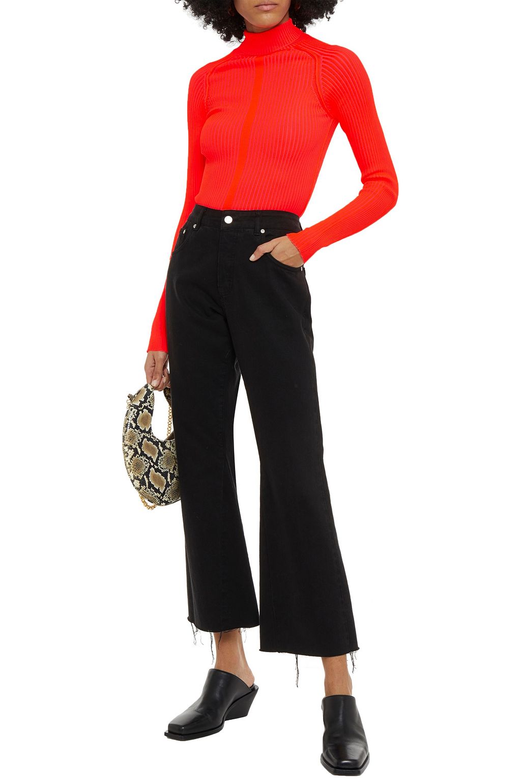 ACNE STUDIOS Neon ribbed-knit turtleneck top