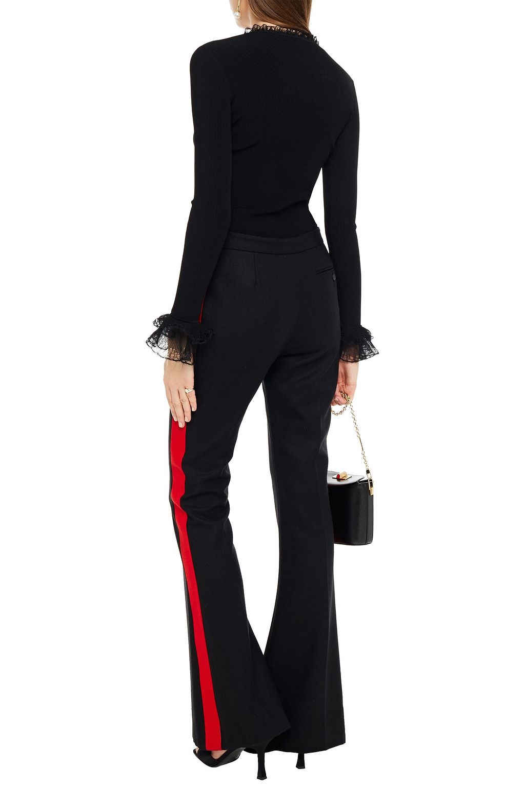 MCQUEEN Striped wool-felt flared pants