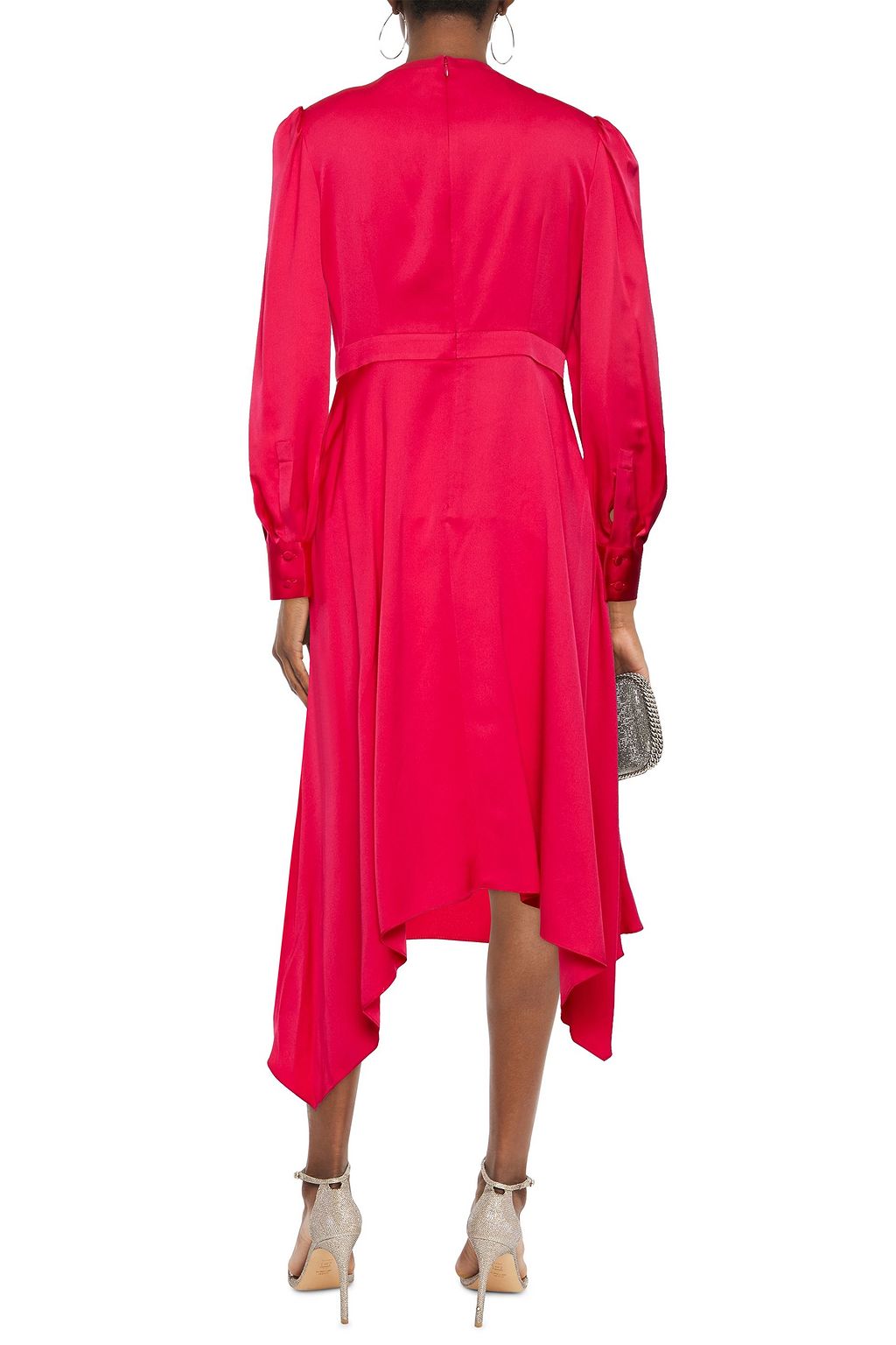 MCQUEEN Asymmetric pussy-bow silk-satin dress