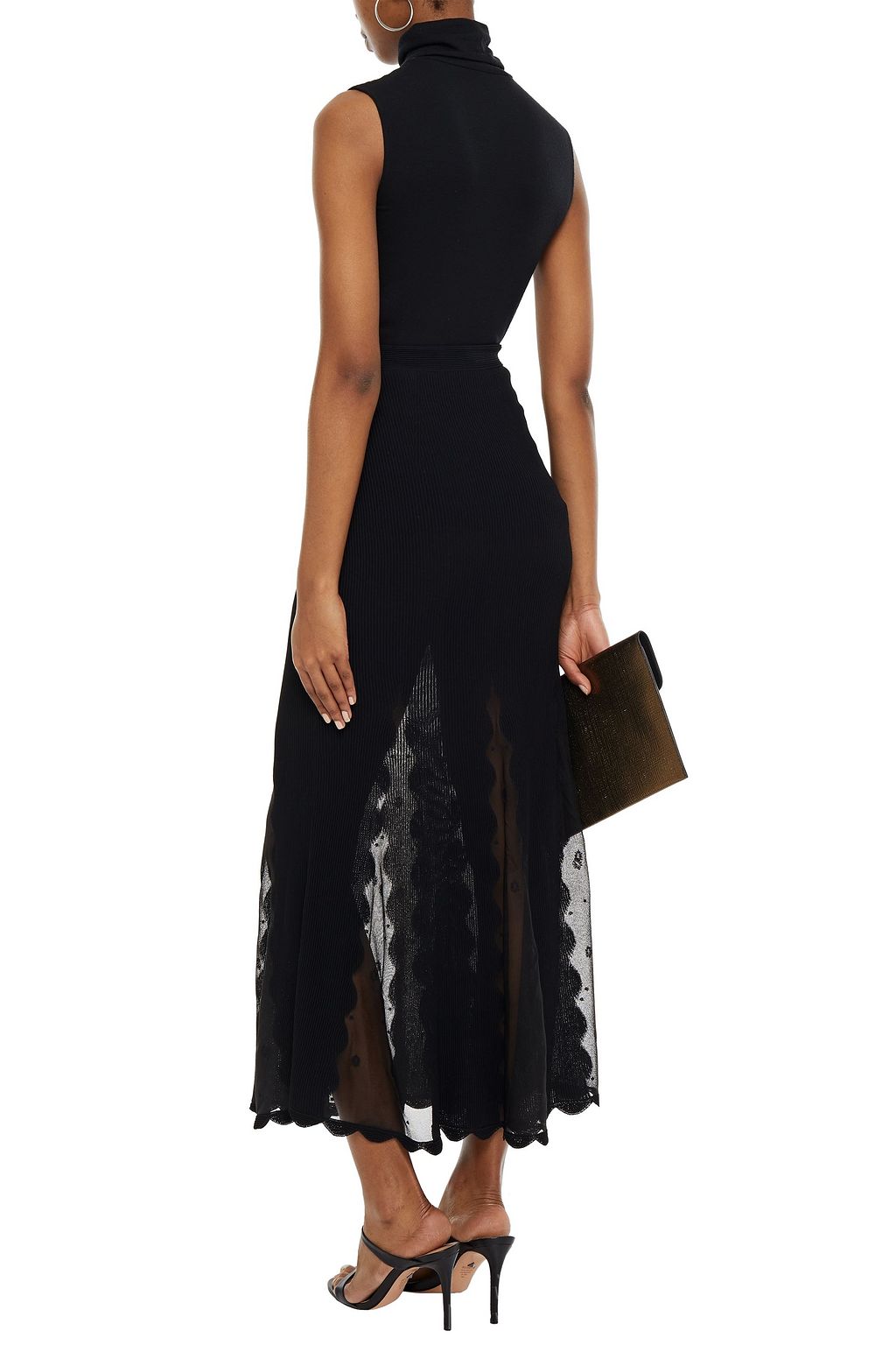 MCQUEEN Scalloped jacquard-knit maxi skirt