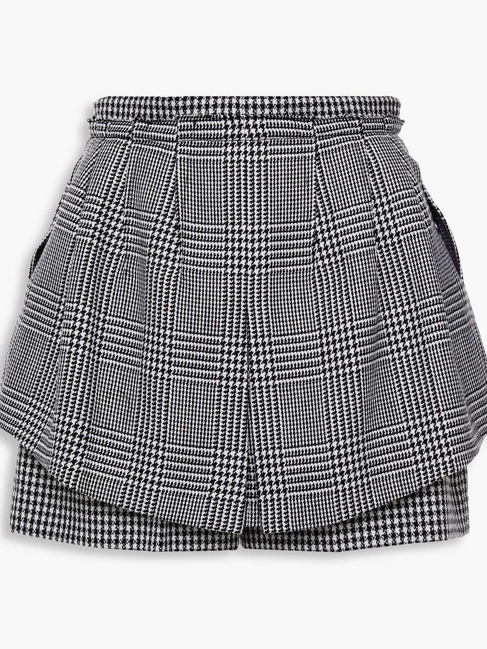 layered prince of wales checked wool shorts