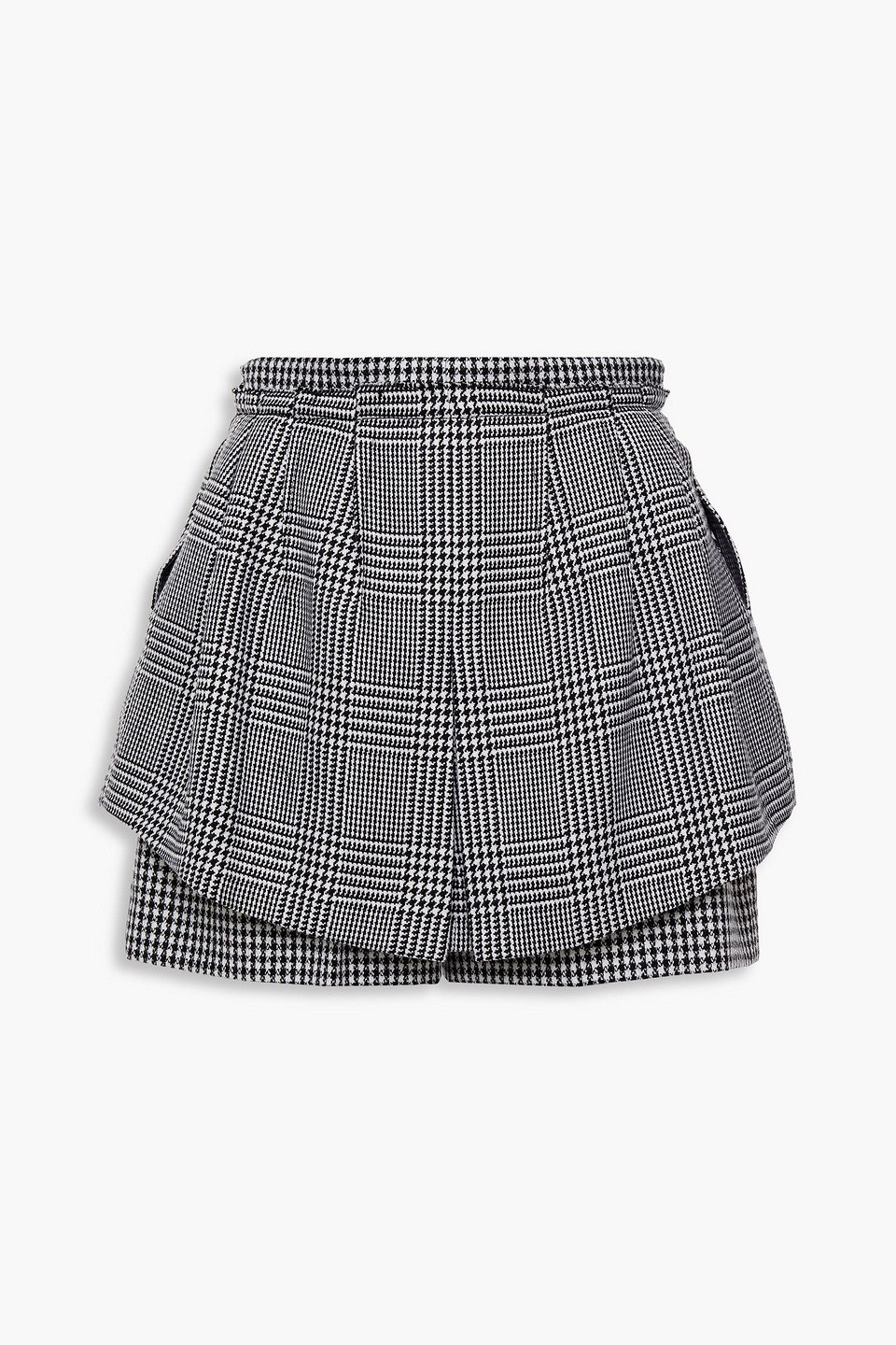 Alexander Mcqueen Layered Prince Of Wales Checked Wool Shorts In Black