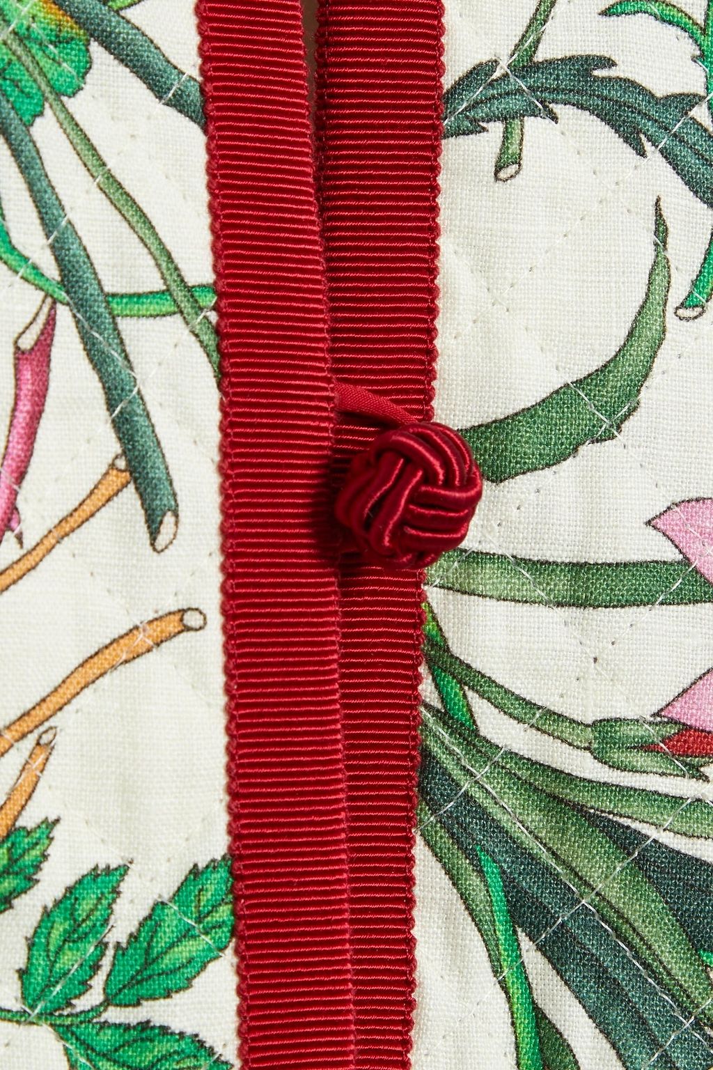 GUCCI Asymmetric floral-print linen kaftan